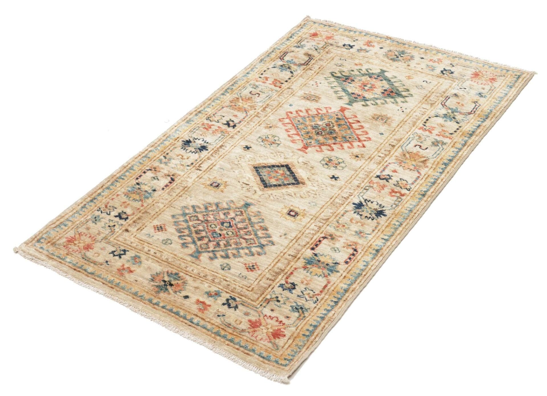 Kazak Teppich 83 x 129 cm, geometrisches Muster, handgeknüpft
