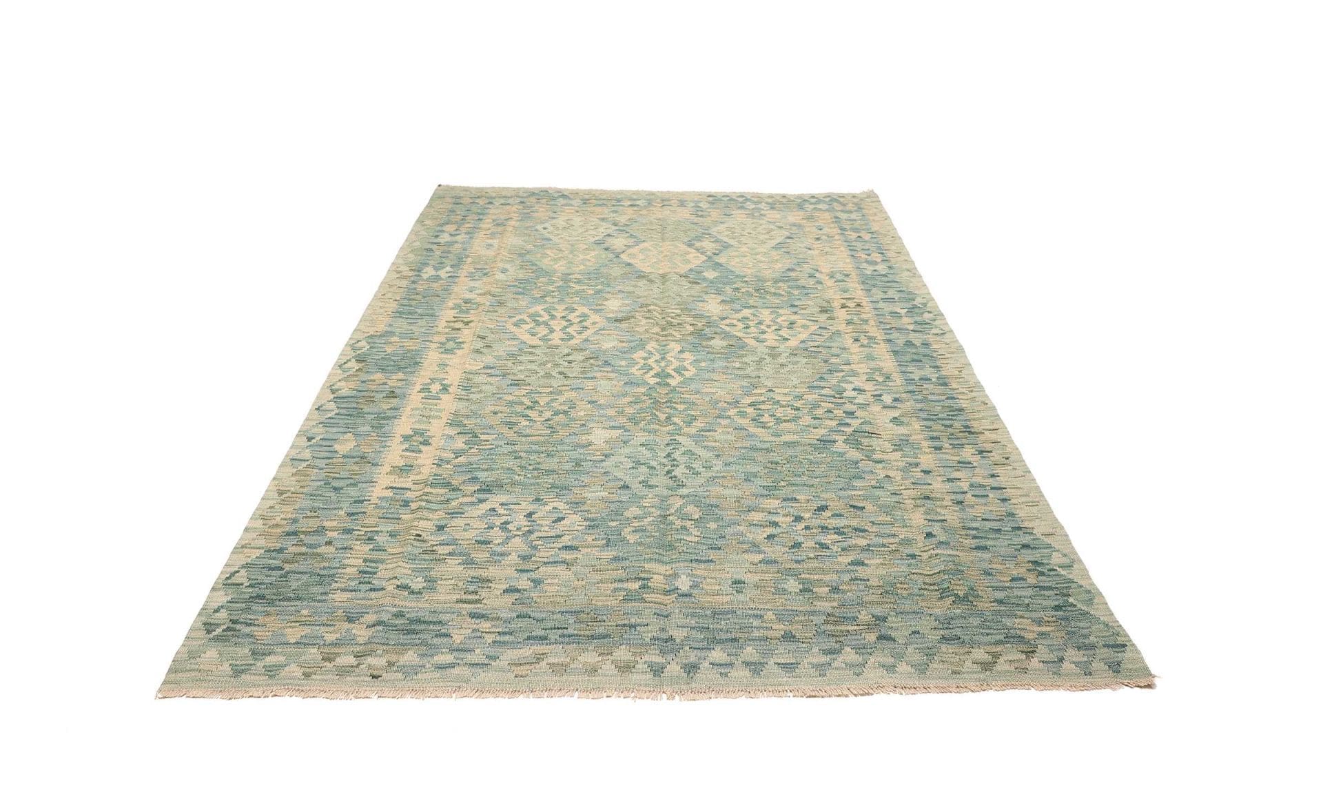 Kelim Teppich 178 x 238cm, handgewebt, rustikales Flair, Wolle