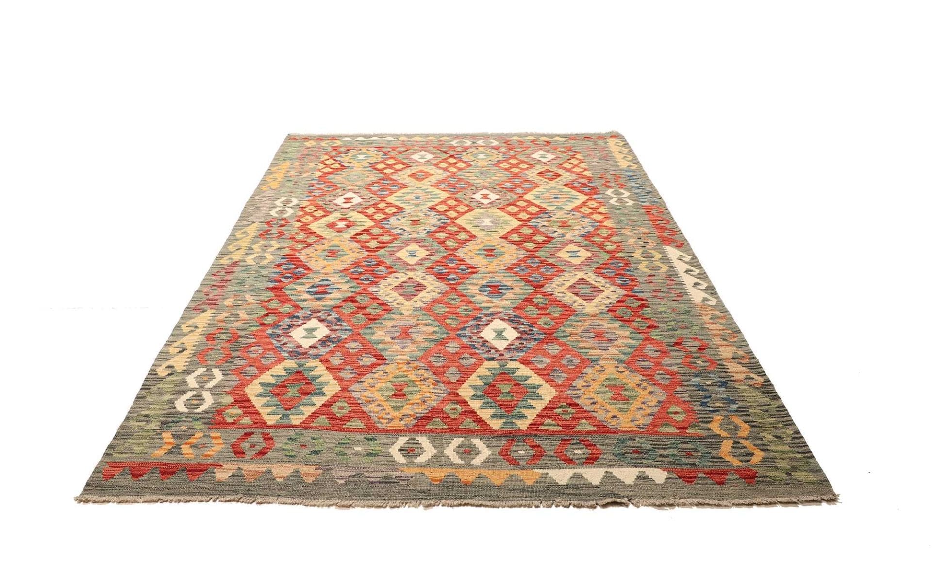 Kelim Teppich 182 x 251cm aus Schurwolle, handgewebt Orientteppich