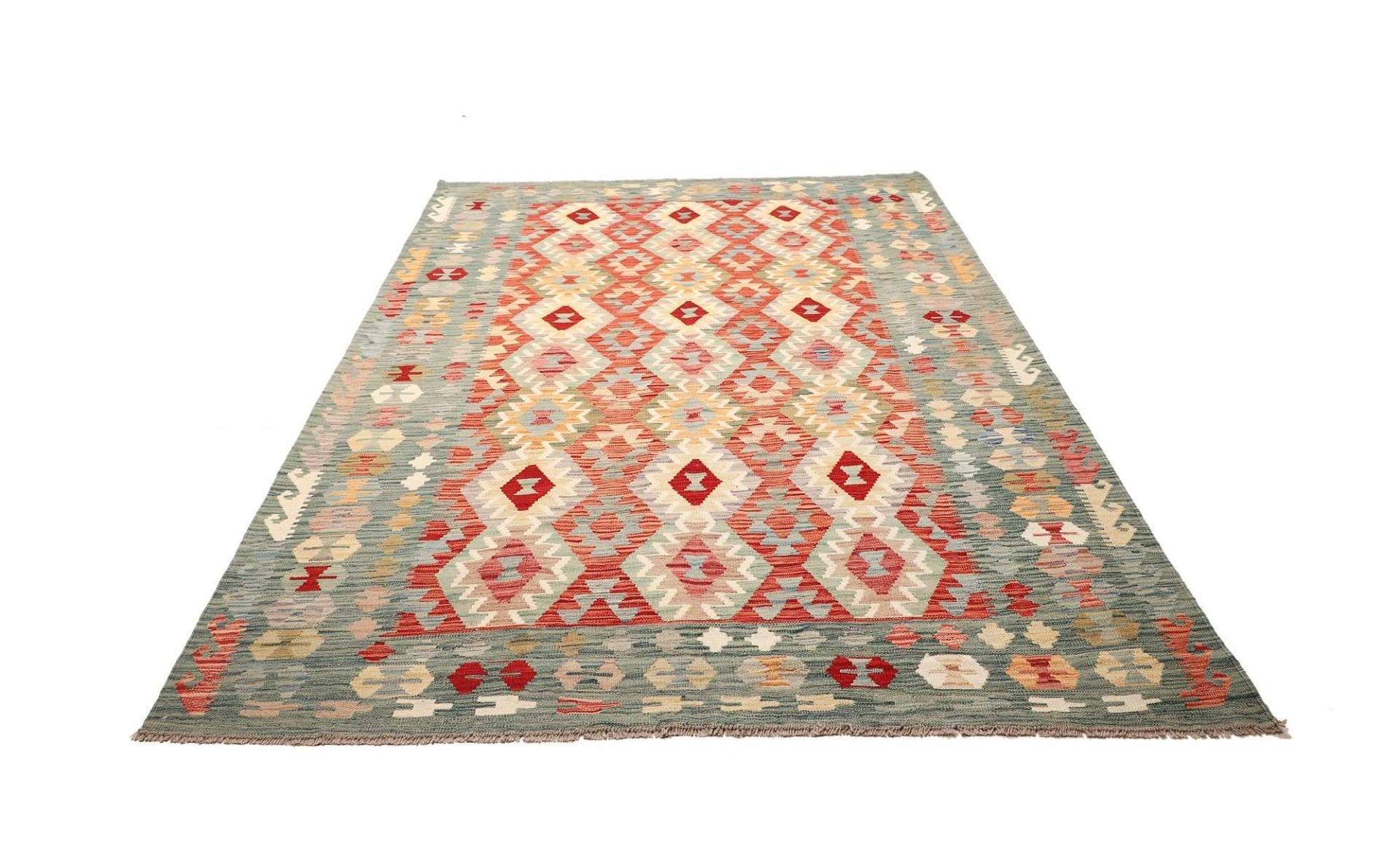 Kelim Teppich 186 x 247 cm - Handgewebt, rustikales Flair