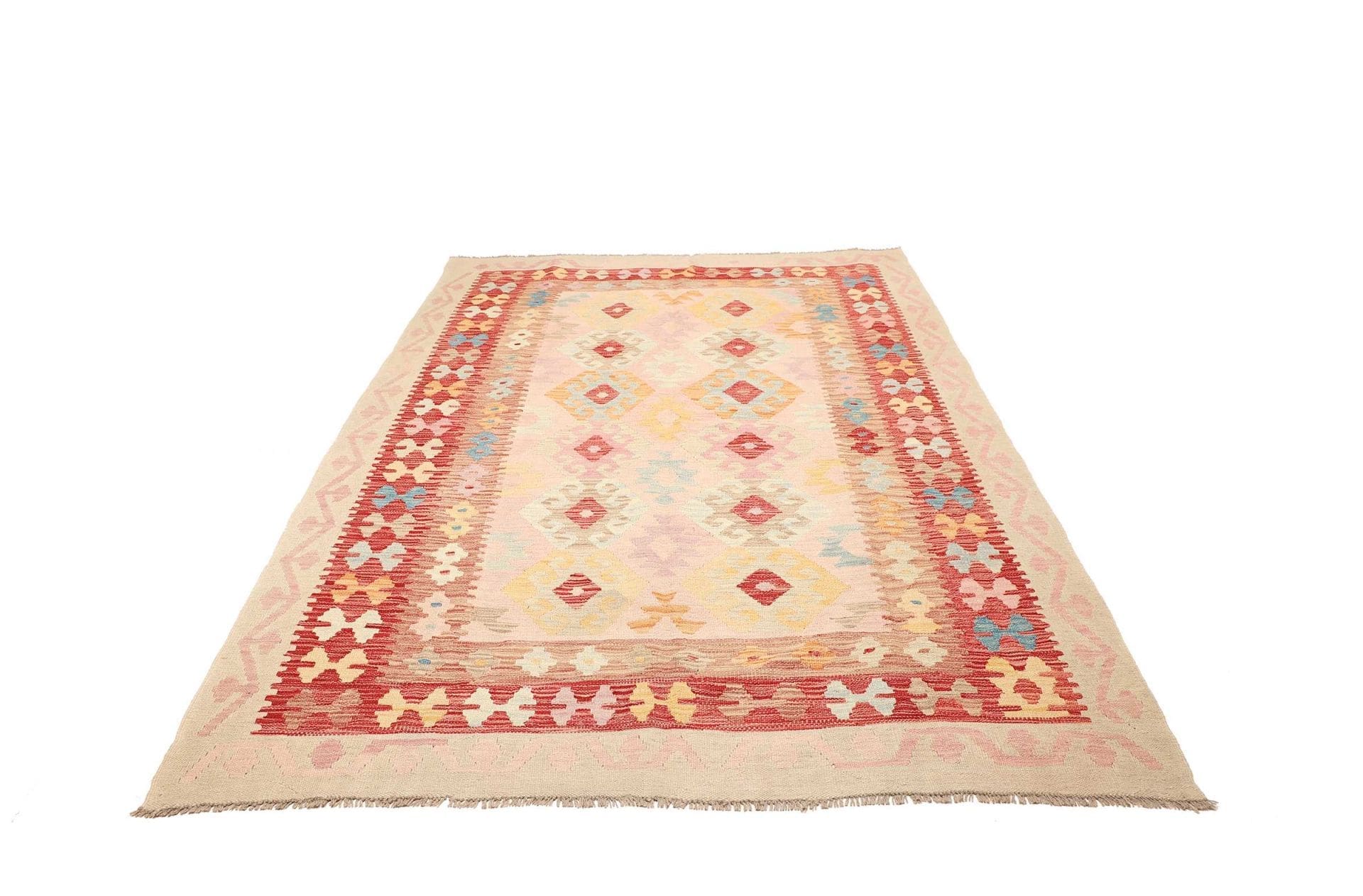 Kelim Teppich 179 x 241cm, handgewebt, rustikales Flair, Wolle