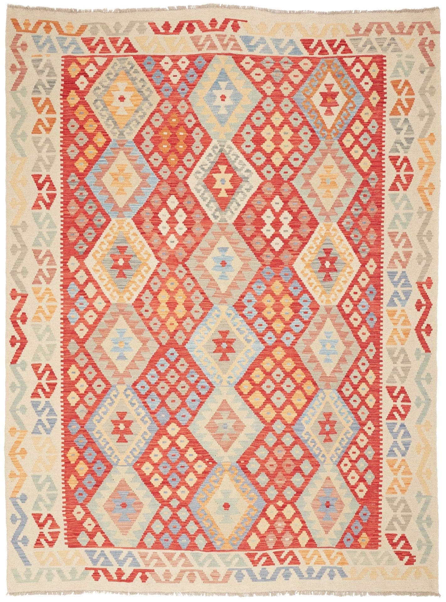 Kelim Teppich 186 x 245cm aus Schurwolle, handgewebt, orientalisch