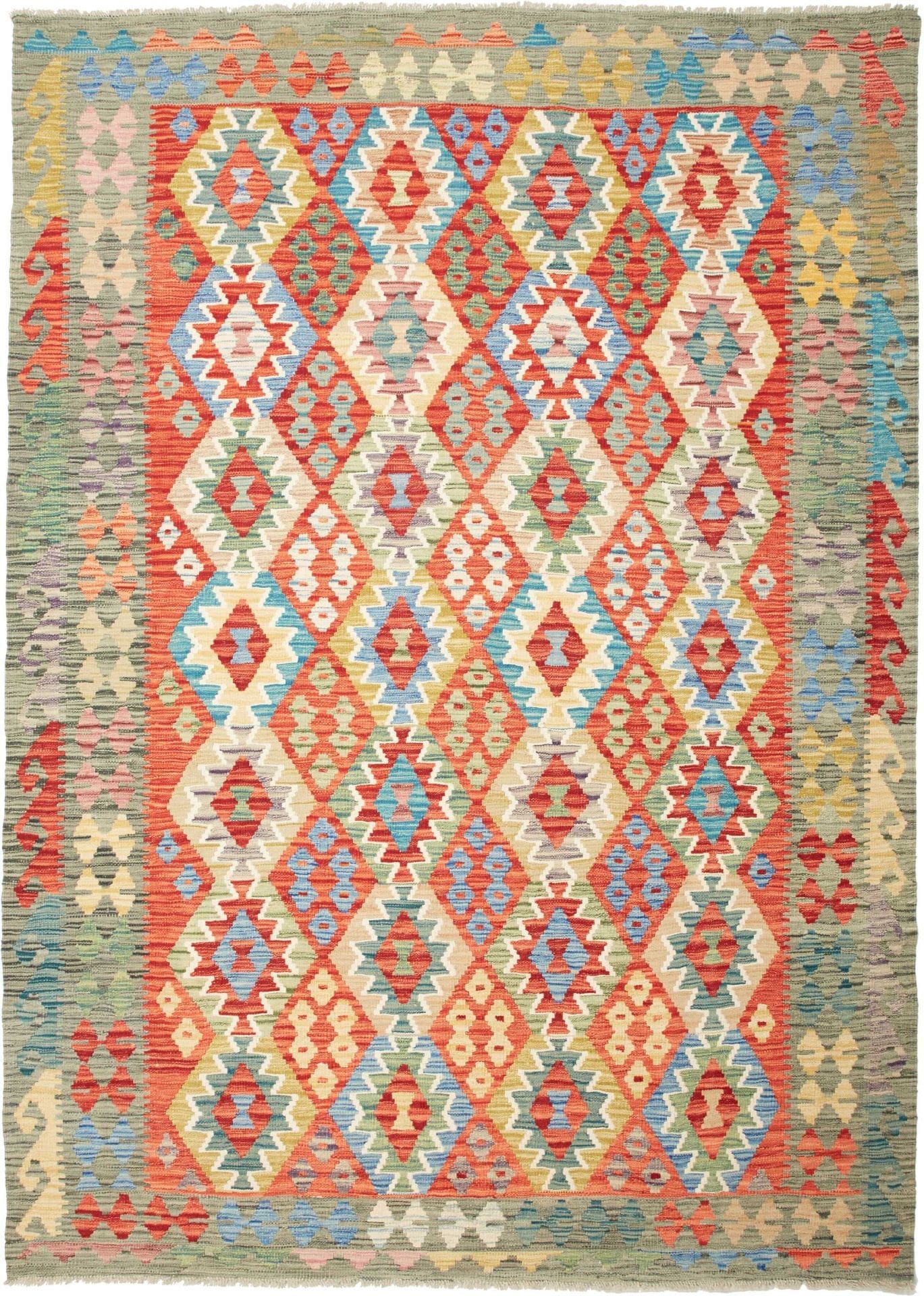 Handgewebter Kelim 183 x 251cm aus Schurwolle – rustikaler Orientteppich