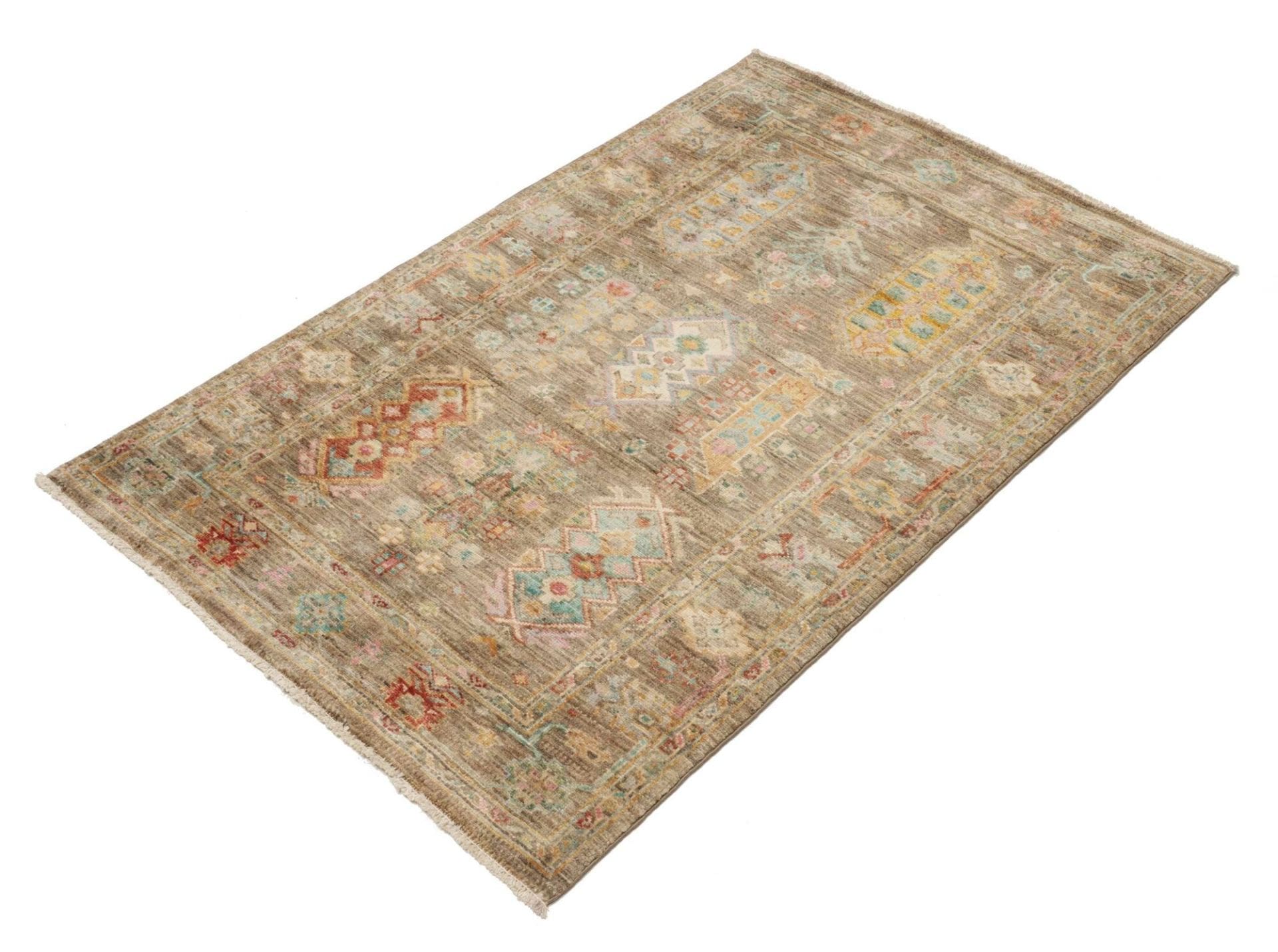 Samarkand Orientteppich 86 x 126cm, handgeknüpft, Wolle, bunt