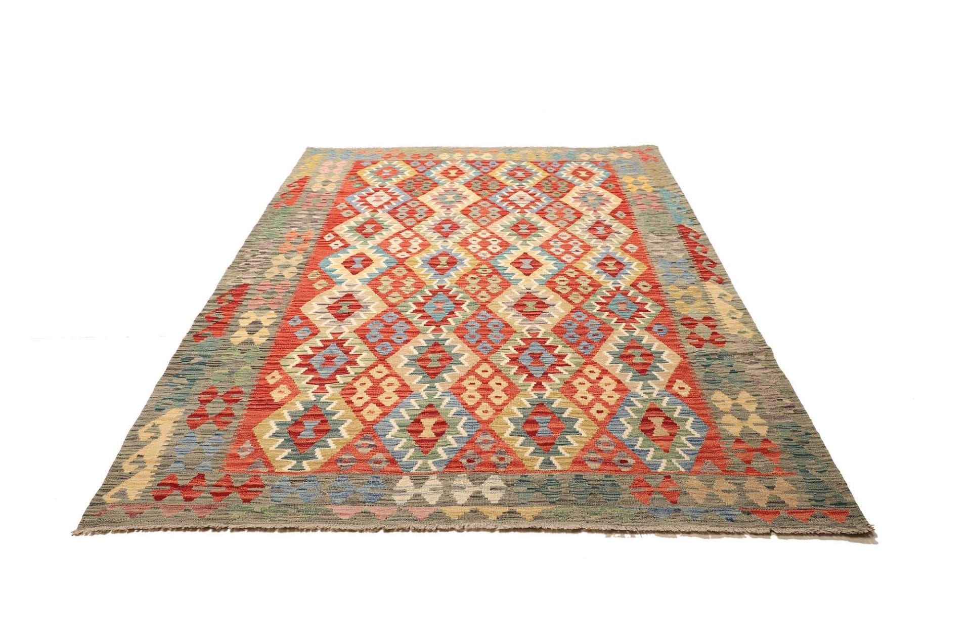 Handgewebter Kelim 183 x 251cm aus Schurwolle – rustikaler Orientteppich