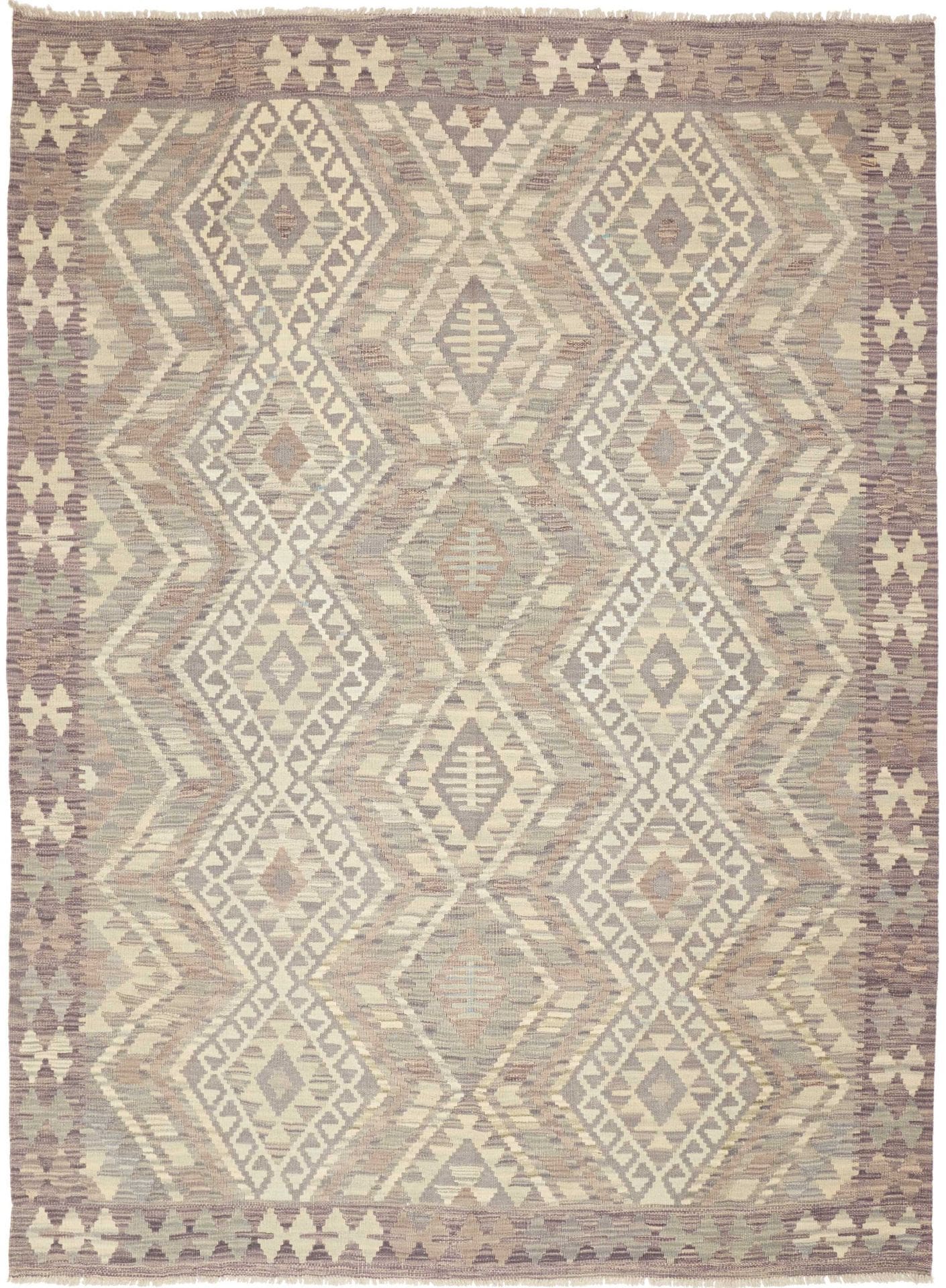 Kelim Teppich 185 x 244 cm, handgewebt, rustikales Flair, Wolle