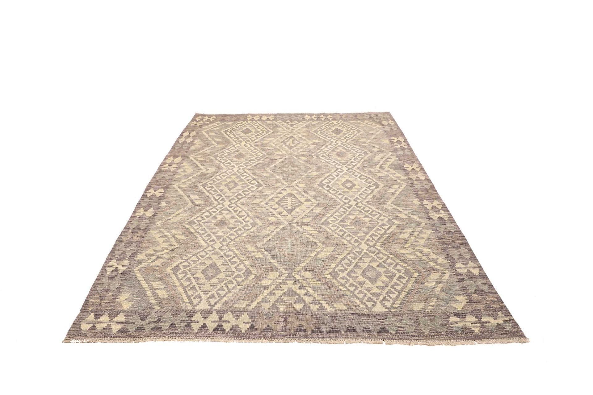 Kelim Teppich 185 x 244 cm, handgewebt, rustikales Flair, Wolle