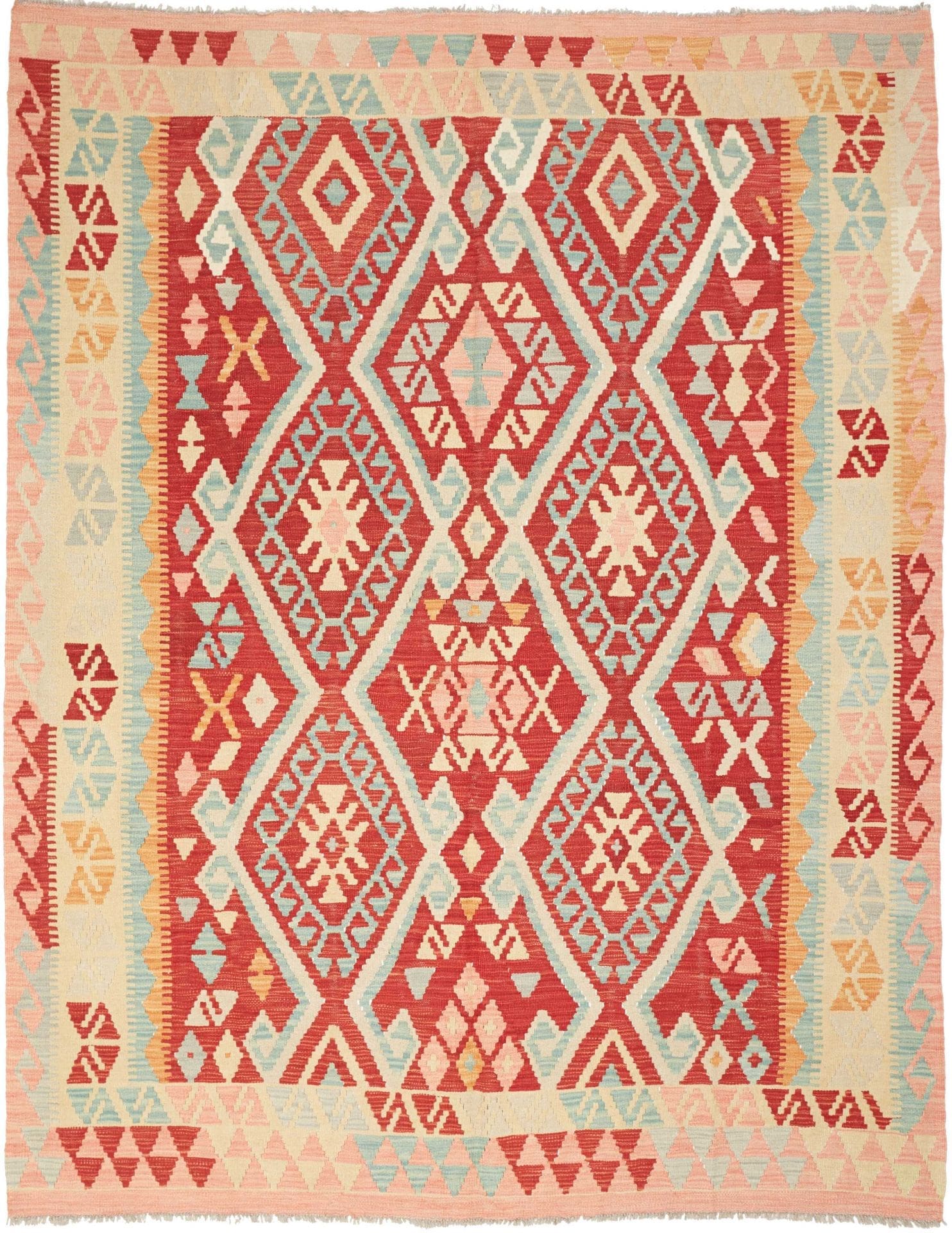 Handgewebter Kelim Teppich 183 x 231cm aus Schurwolle, Orientteppich