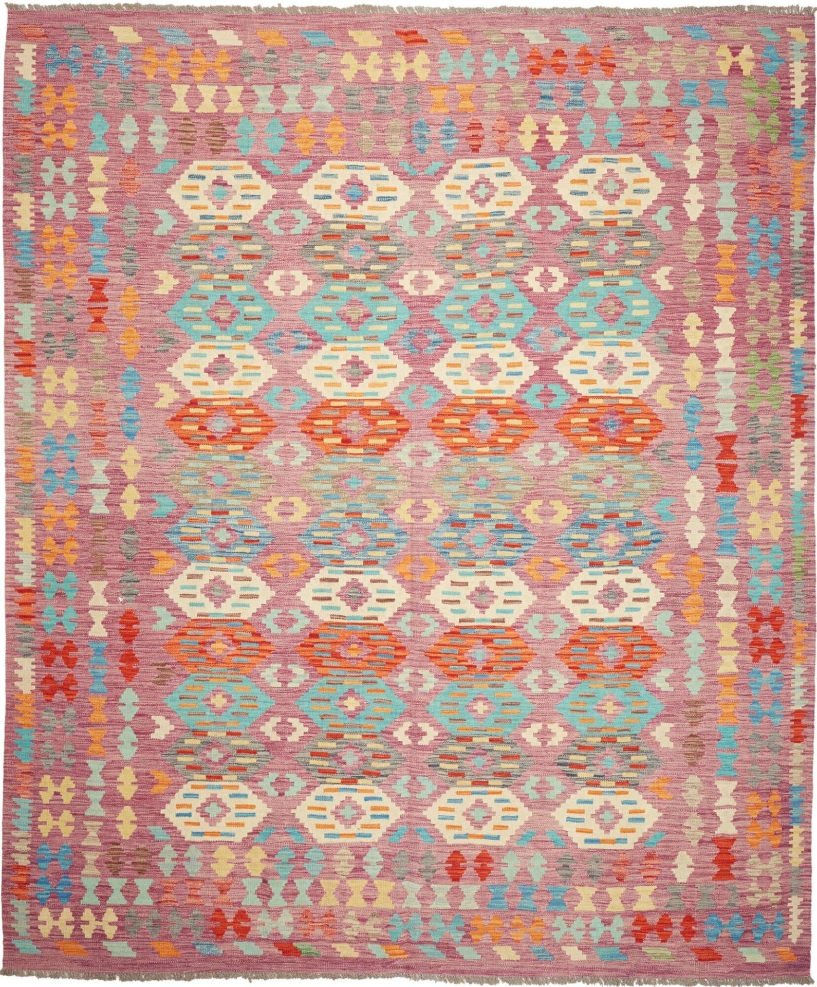 Kelim Teppich 250 x 393 cm, handgewebt, rustikales Flair, Wolle