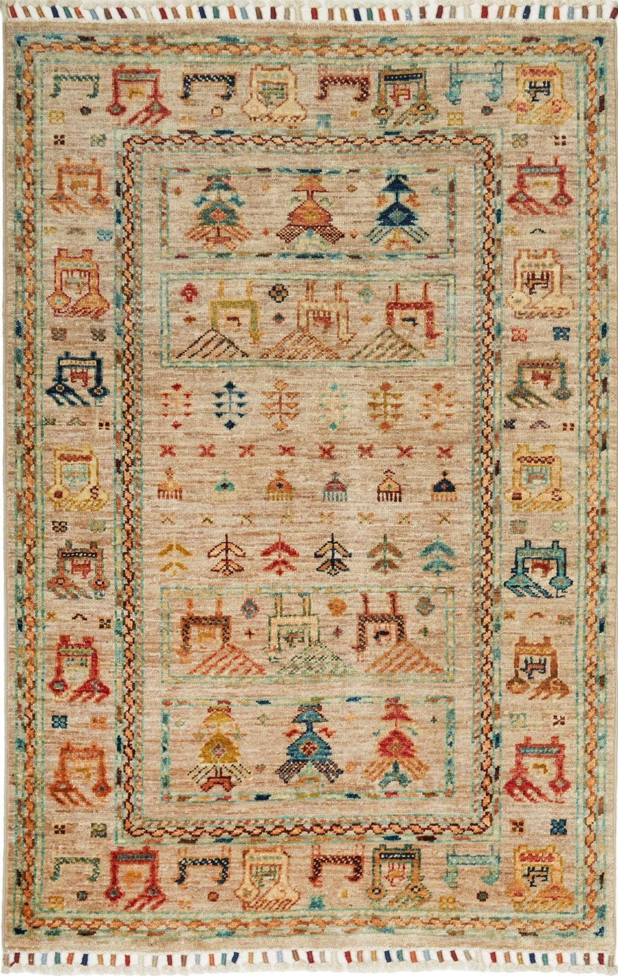 Samarkand Orientteppich 85 x 125cm, handgeknüpft, Schurwolle