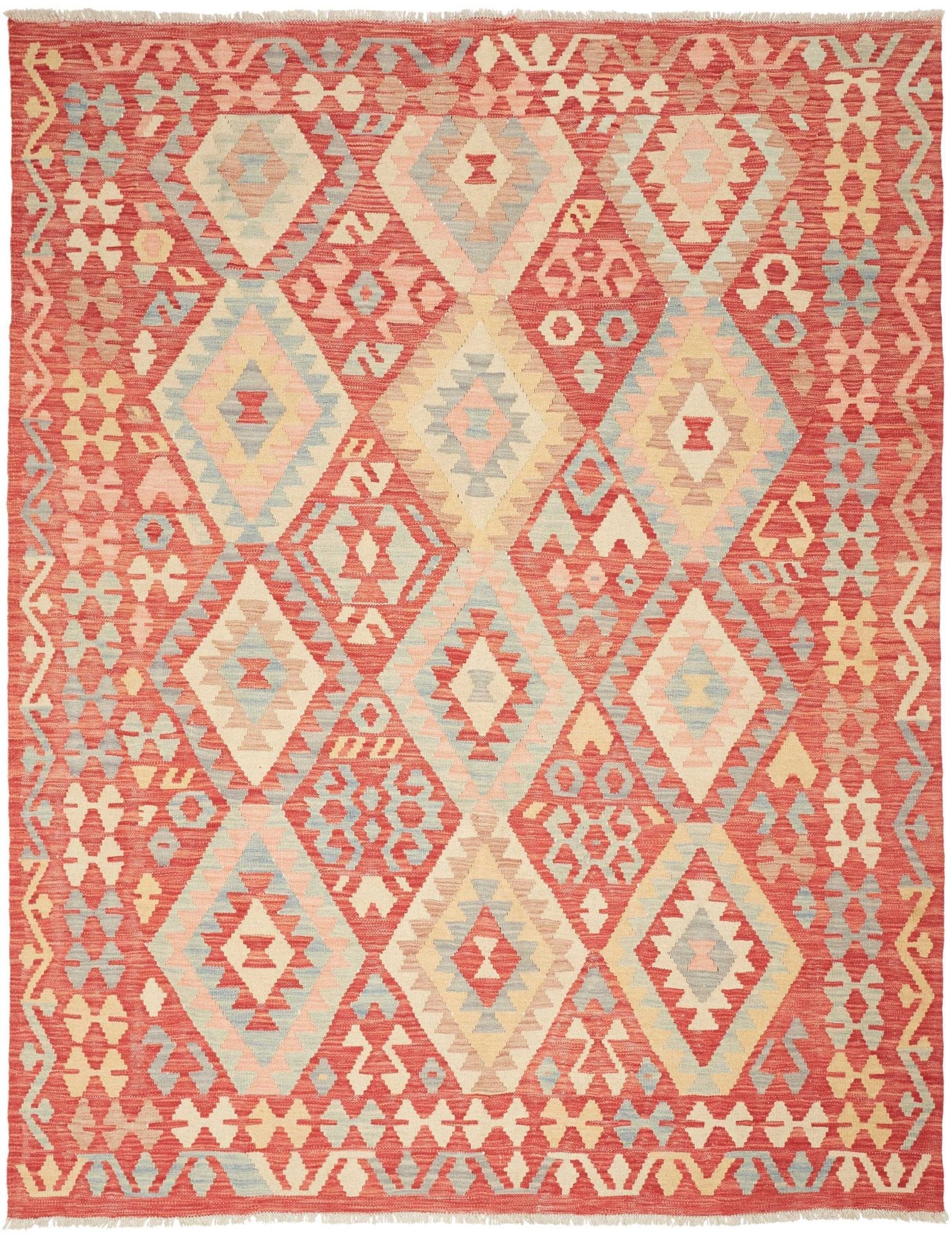 Kelim Teppich 185 x 236 cm aus Schurwolle, handgewebt, rustikal