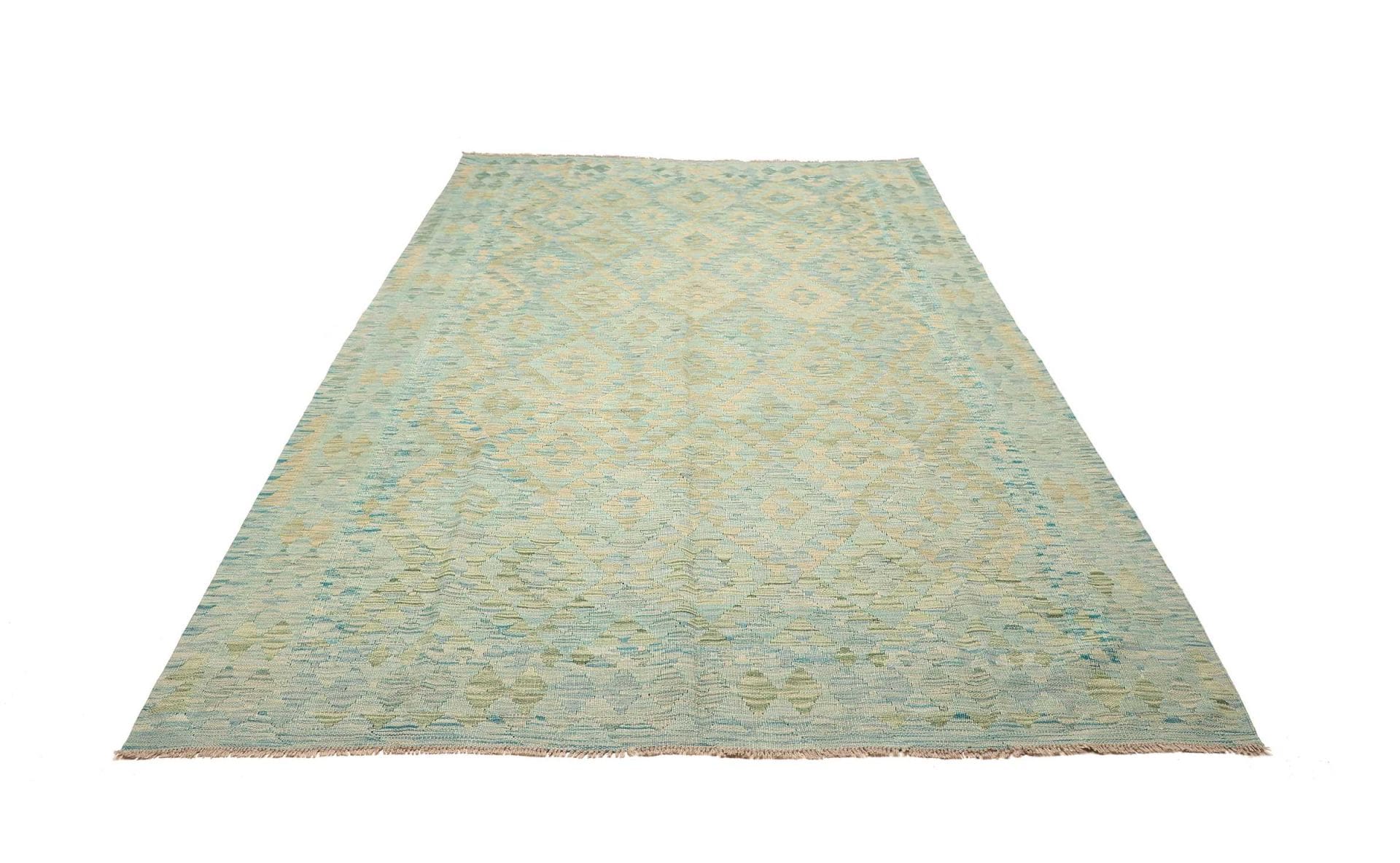 Kelim Teppich 183 x 266 cm, handgewebt, rustikales Design