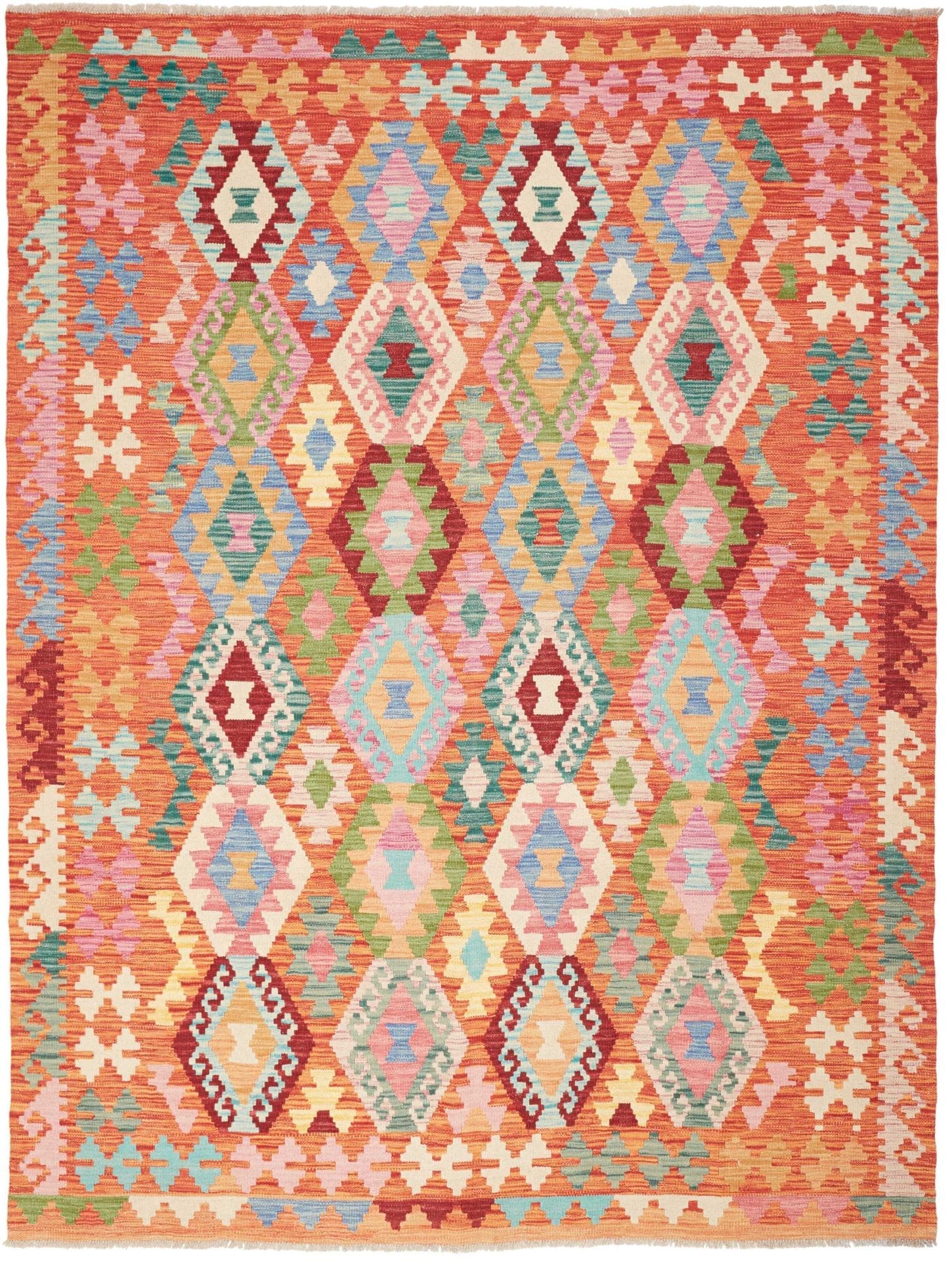 Kelim Teppich 187 x 236cm, rustikales Design, handgewebt