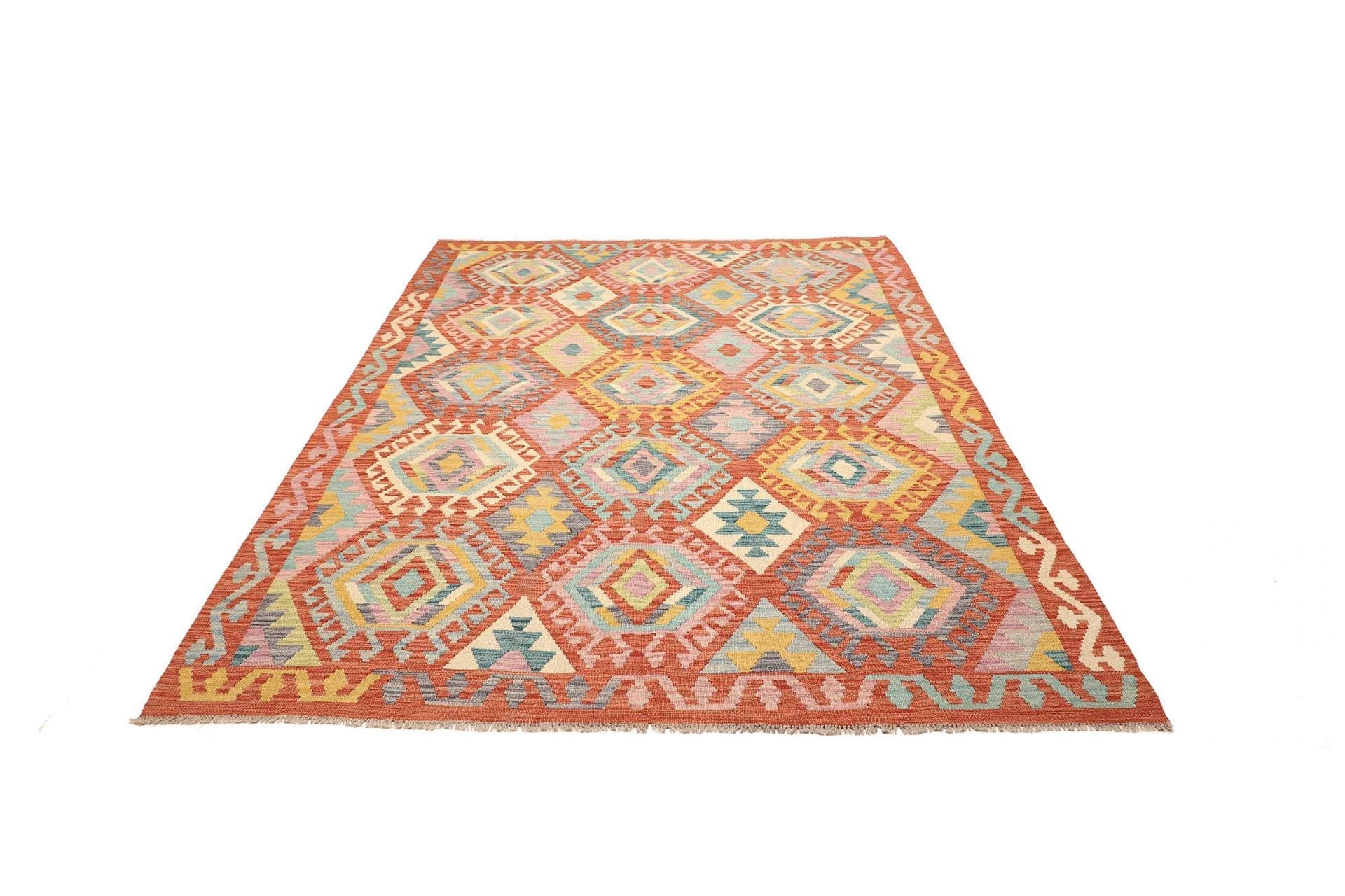 Kelim Teppich 185 x 236 cm aus Schurwolle, handgewebt