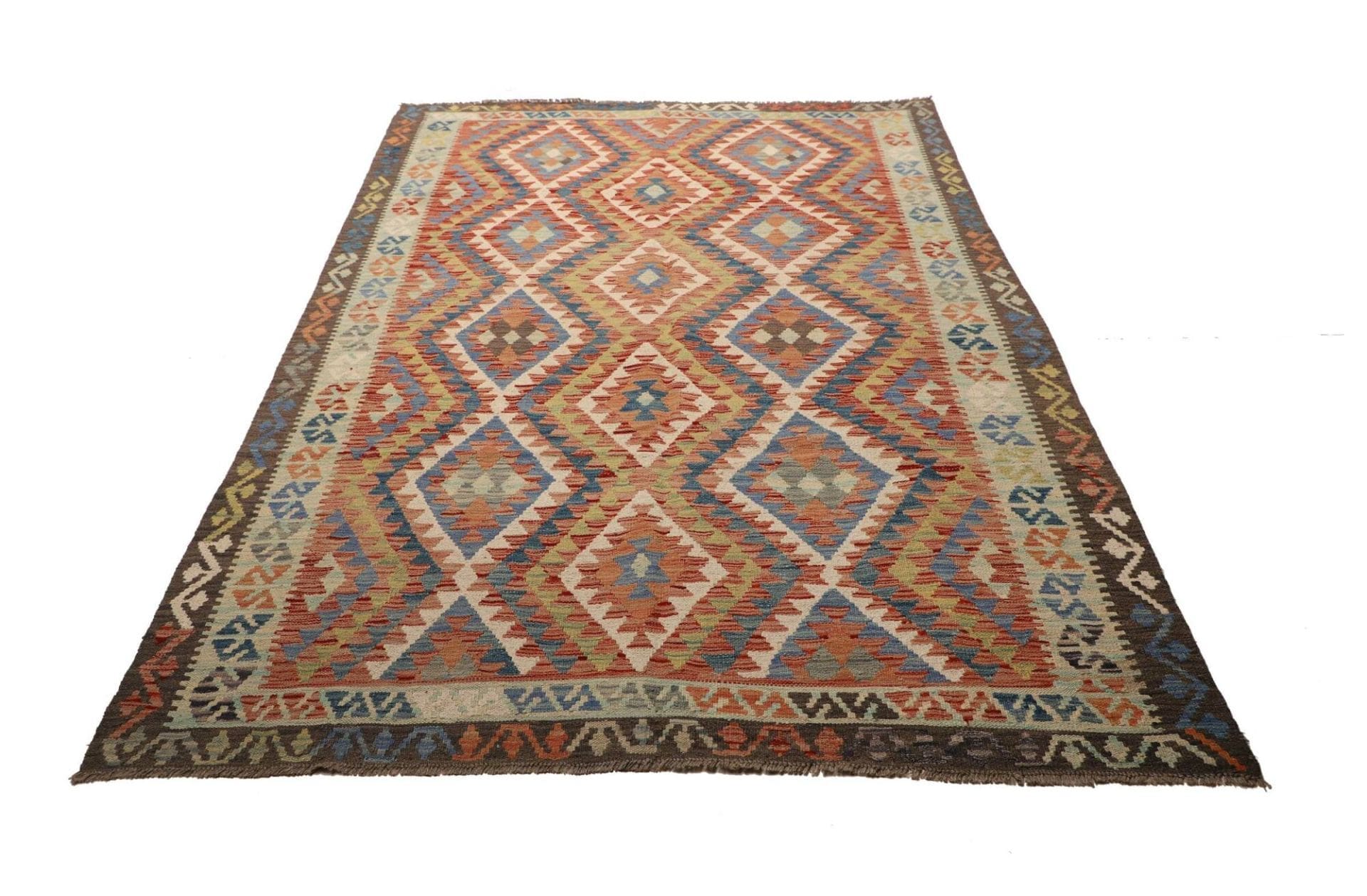 Kelim Teppich 178 x 258 cm, handgewebt, rustikales Flair