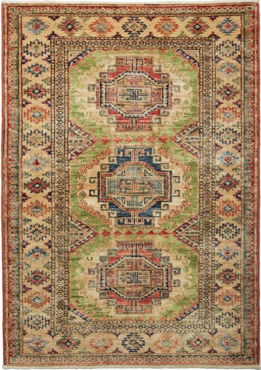 Kazak Teppich 86 x 115 cm, geometrisches Muster, handgeknüpft