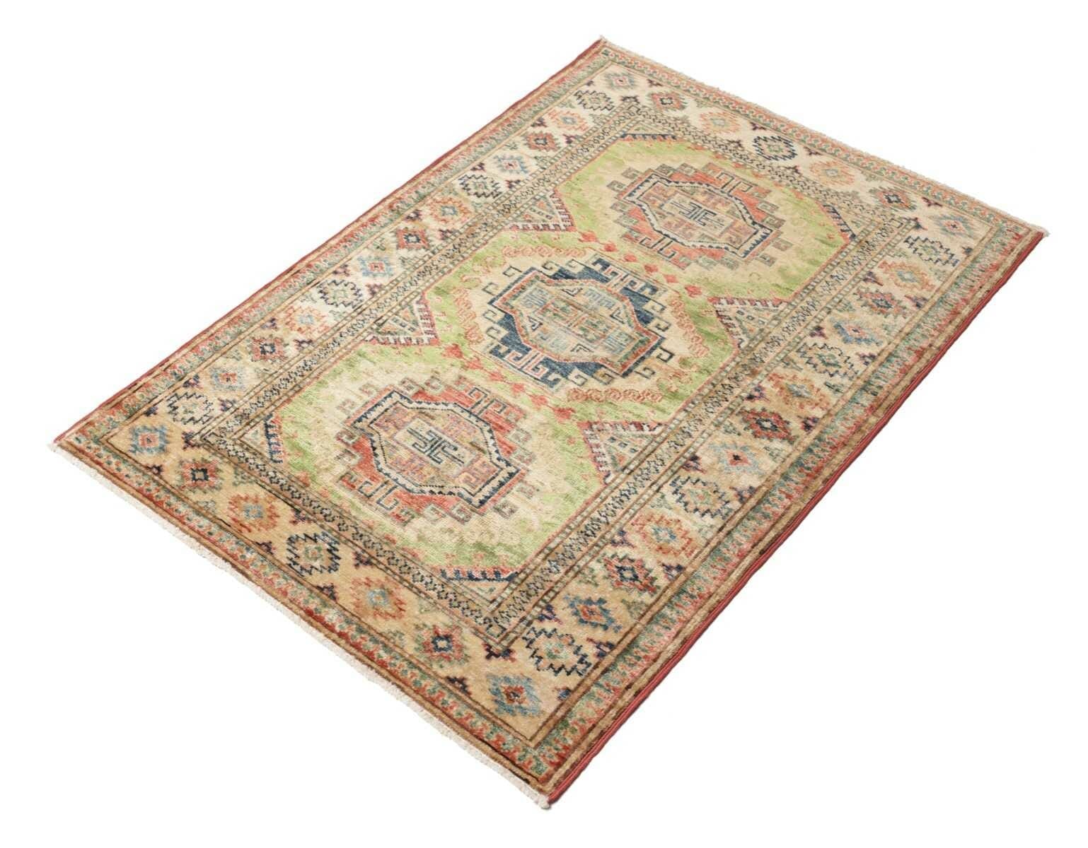 Kazak Teppich 86 x 115 cm, geometrisches Muster, handgeknüpft