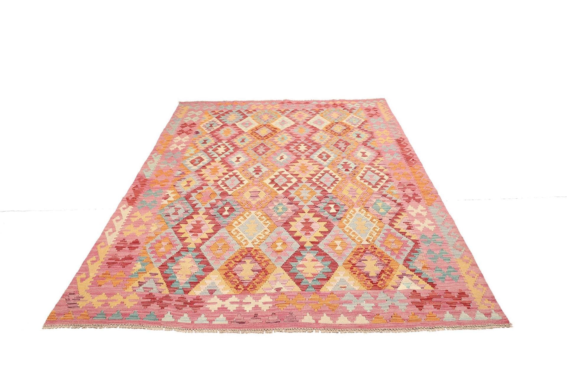 Kelim Teppich 183 x 238 cm - Handgewebt aus Schurwolle, Pakistan