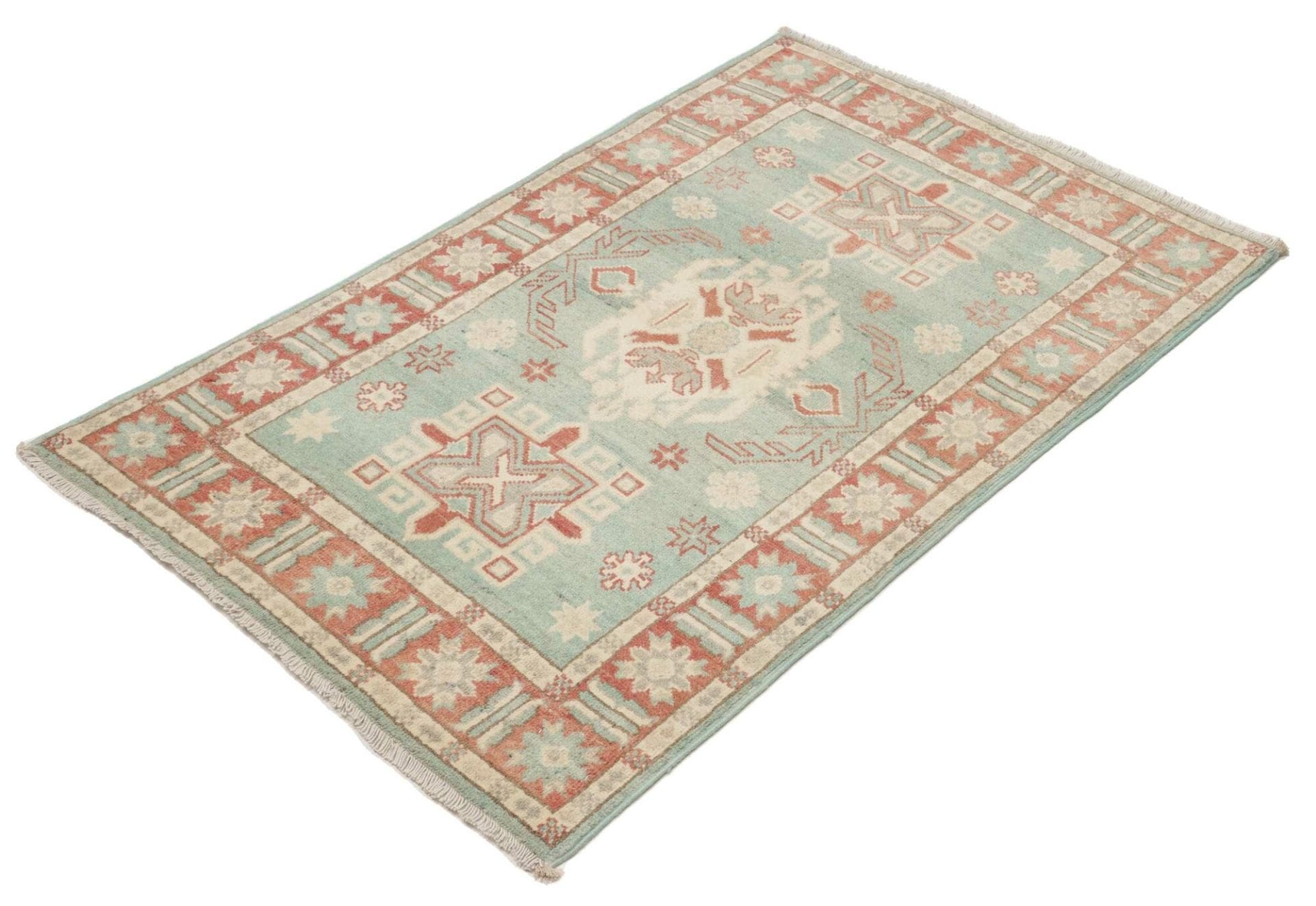 Kazak Teppich 84 x 124cm, geometrisches Muster, handgeknüpft