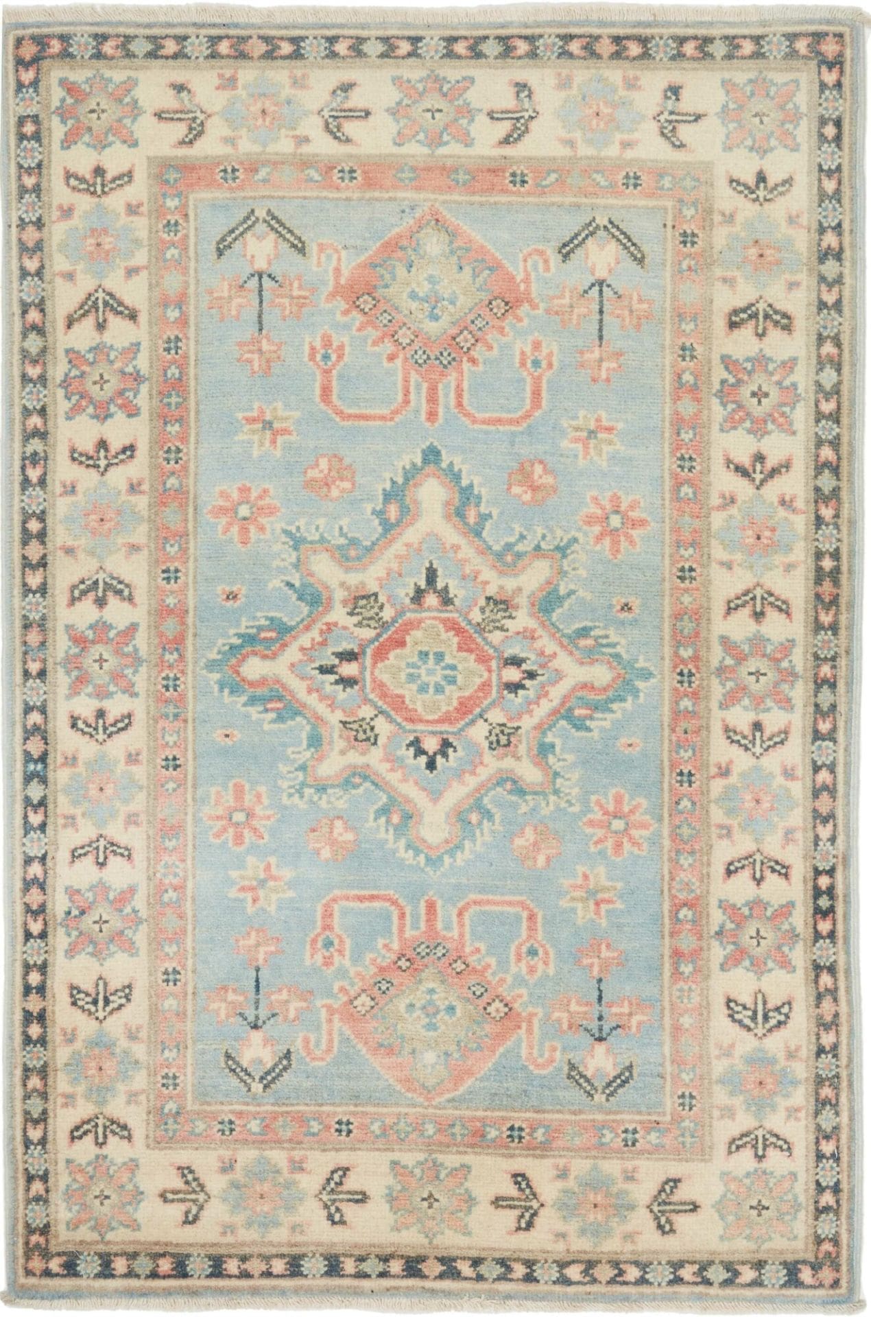 Kazak Orientteppich 85 x 122cm, geometrisches Muster, handgeknüpft