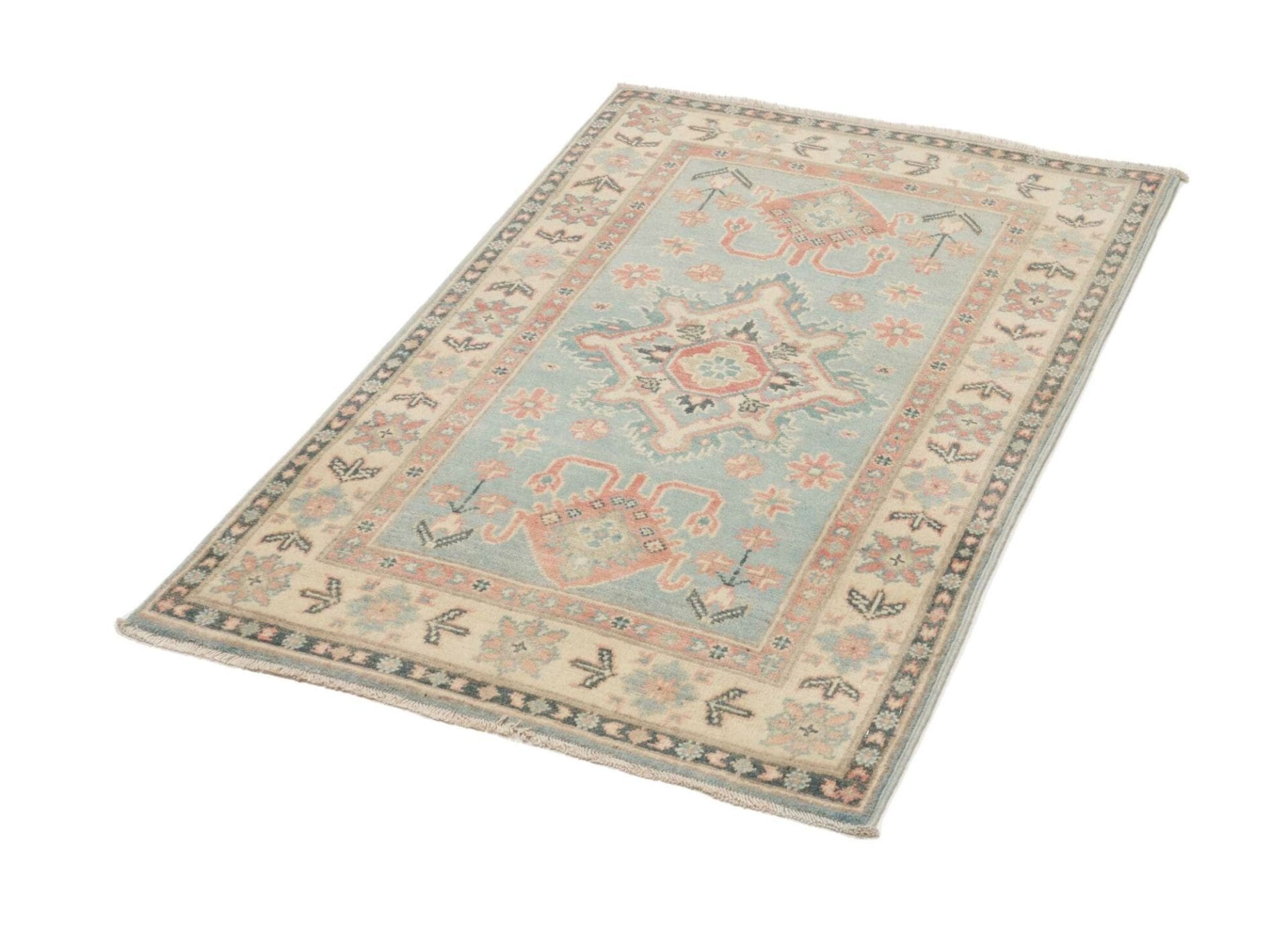 Kazak Orientteppich 85 x 122cm, geometrisches Muster, handgeknüpft