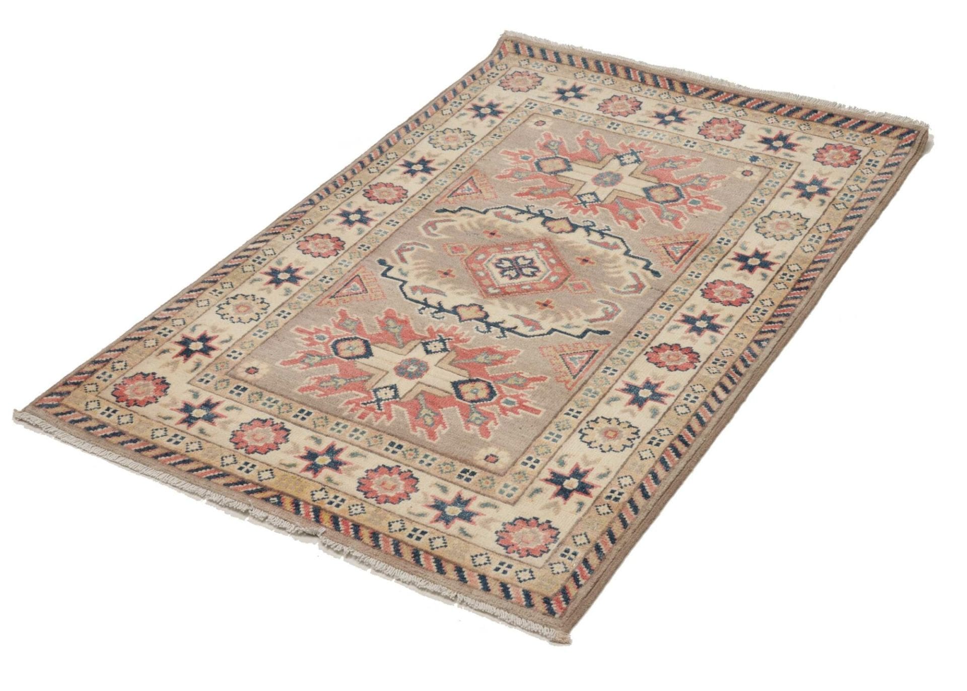 Kazak Orientteppich 88 x 124 cm, handgeknüpft, geometrische Muster