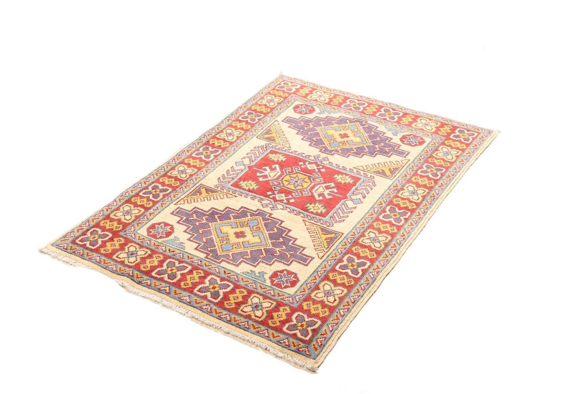 Kazak Teppich 87 x 120 cm, geometrisch, Schurwolle, handgeknüpft