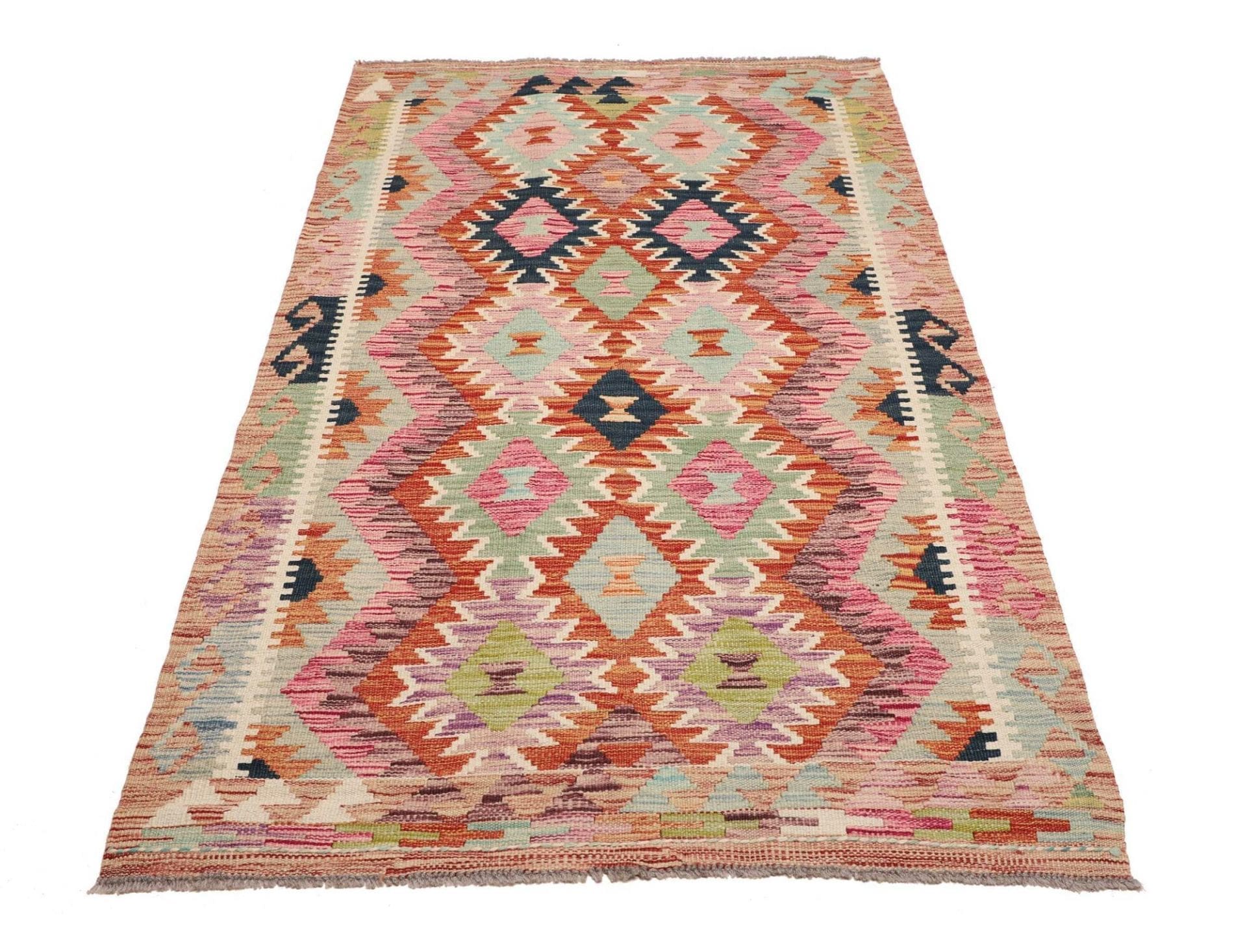 Kelim Teppich 109 x 196 cm aus Schurwolle, handgewebt, Orientteppich