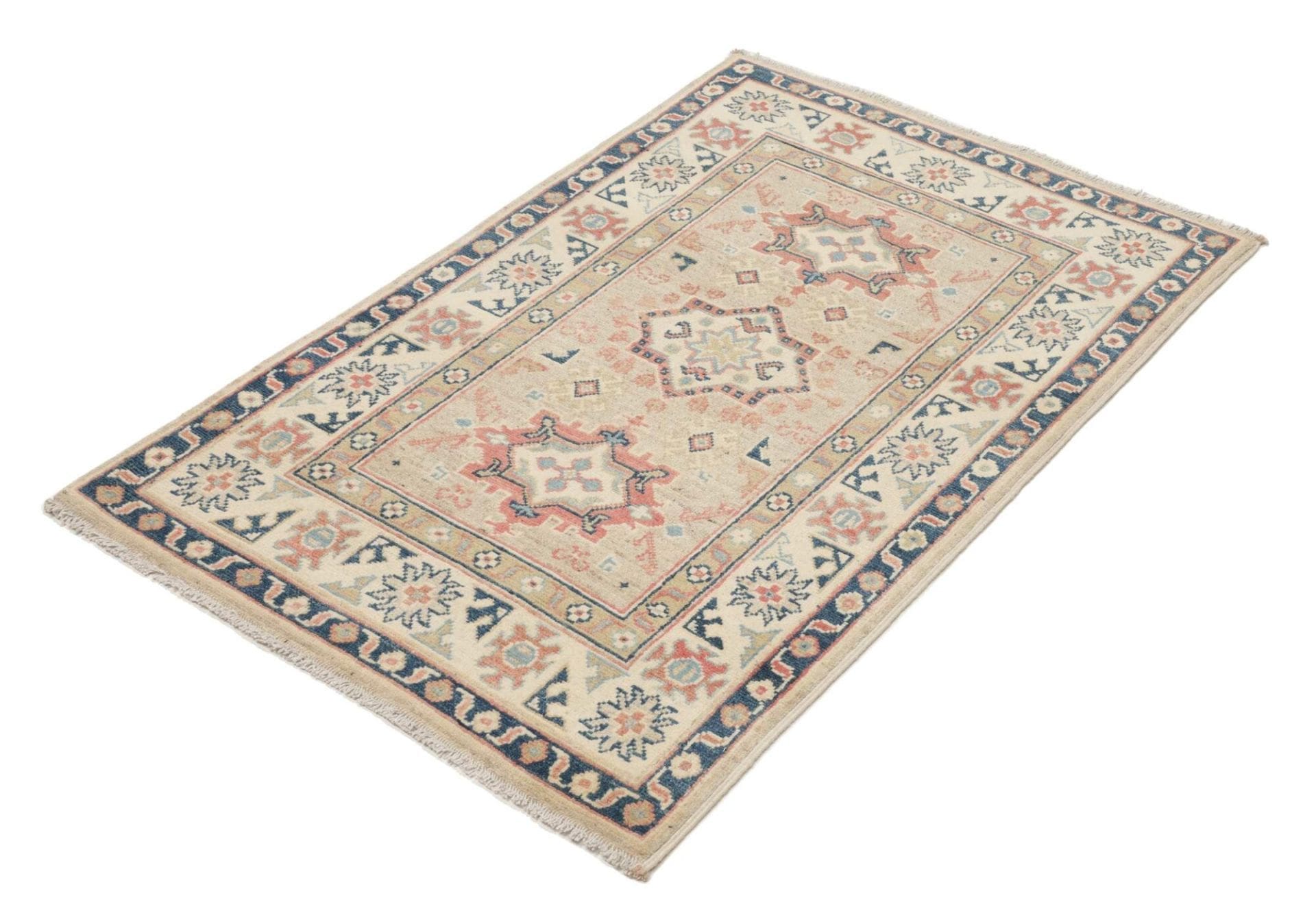 Kazak Teppich 86 x 126 cm – geometrisches Muster, handgeknüpft