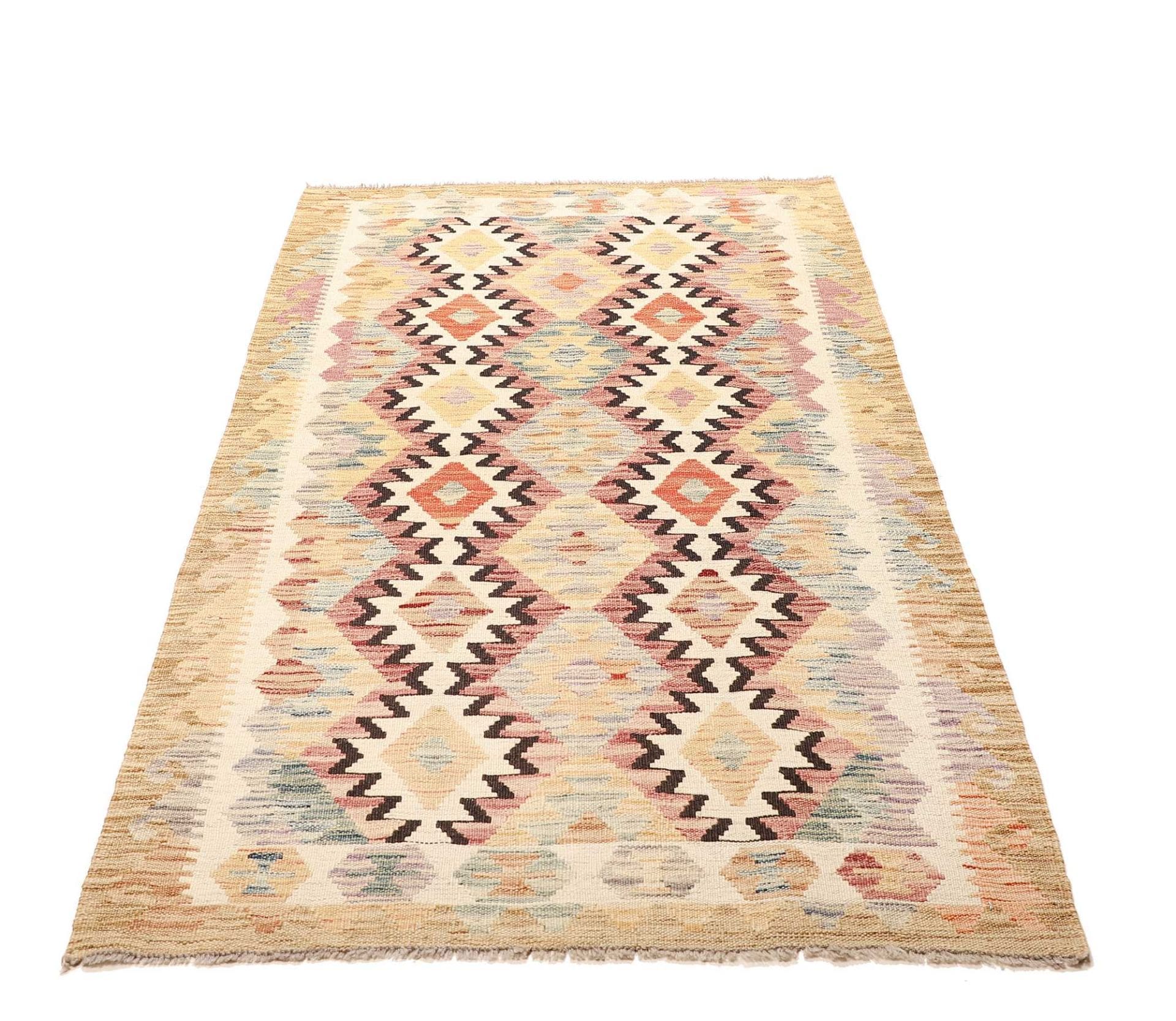 Kelim Teppich 106 x 196cm, rustikal, handgewebt, Wolle, Orientteppich