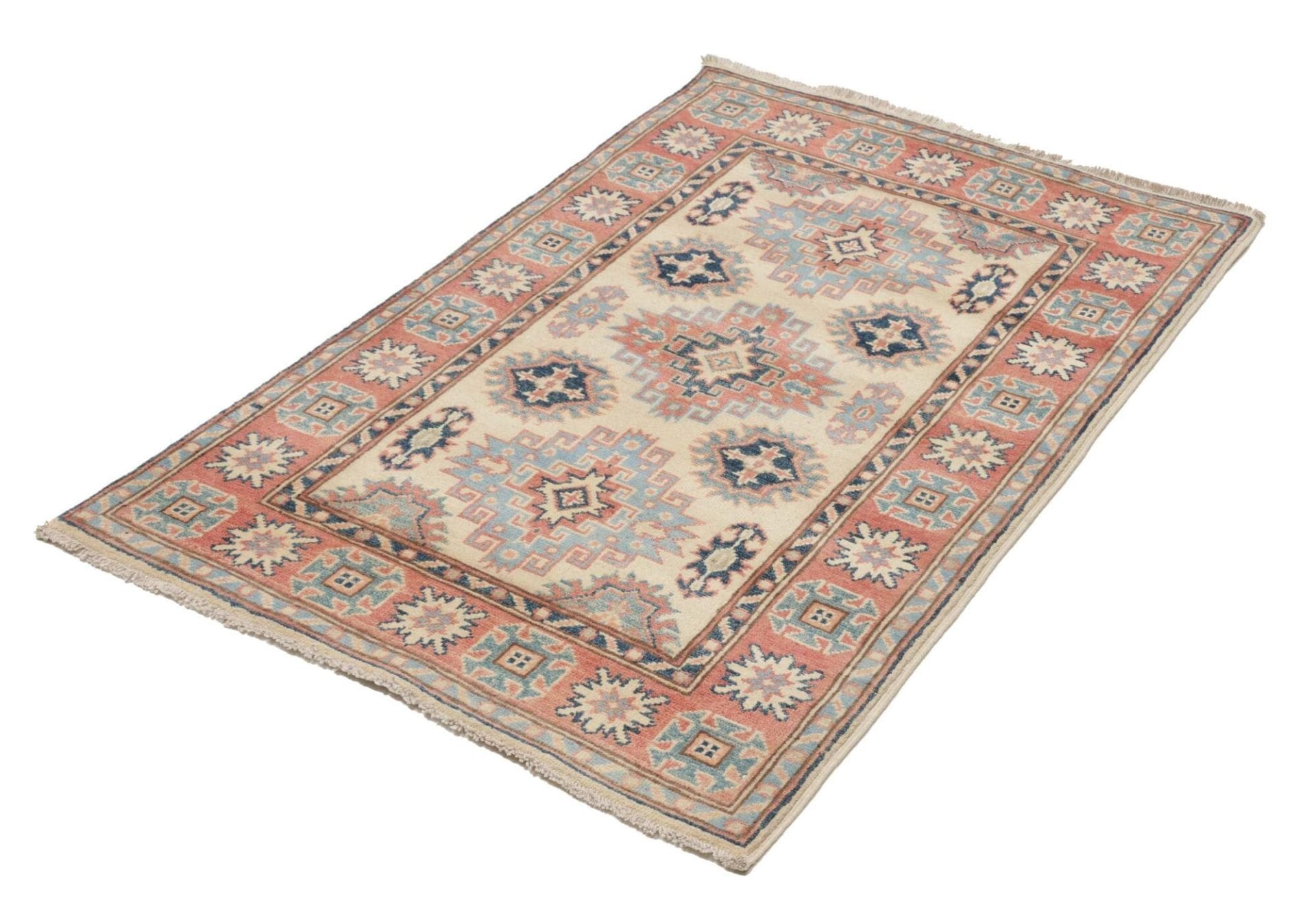 Kazak Orientteppich 90 x 128cm, geometrisches Muster, handgeknüpft