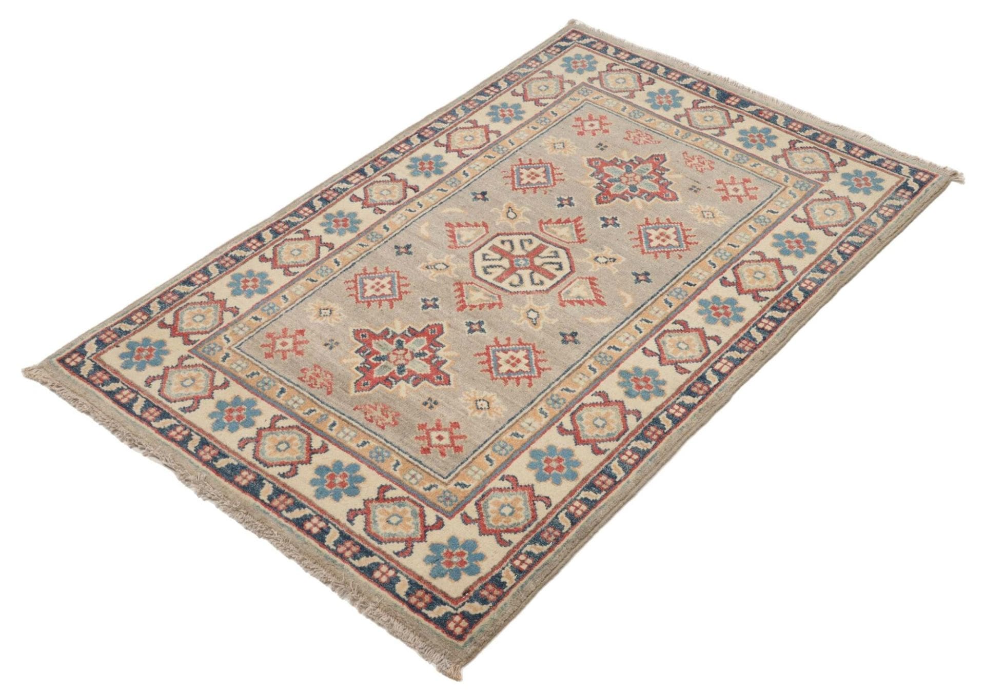 Kazak Teppich 86 x 125 cm mit geometrischem Muster, handgeknüpft