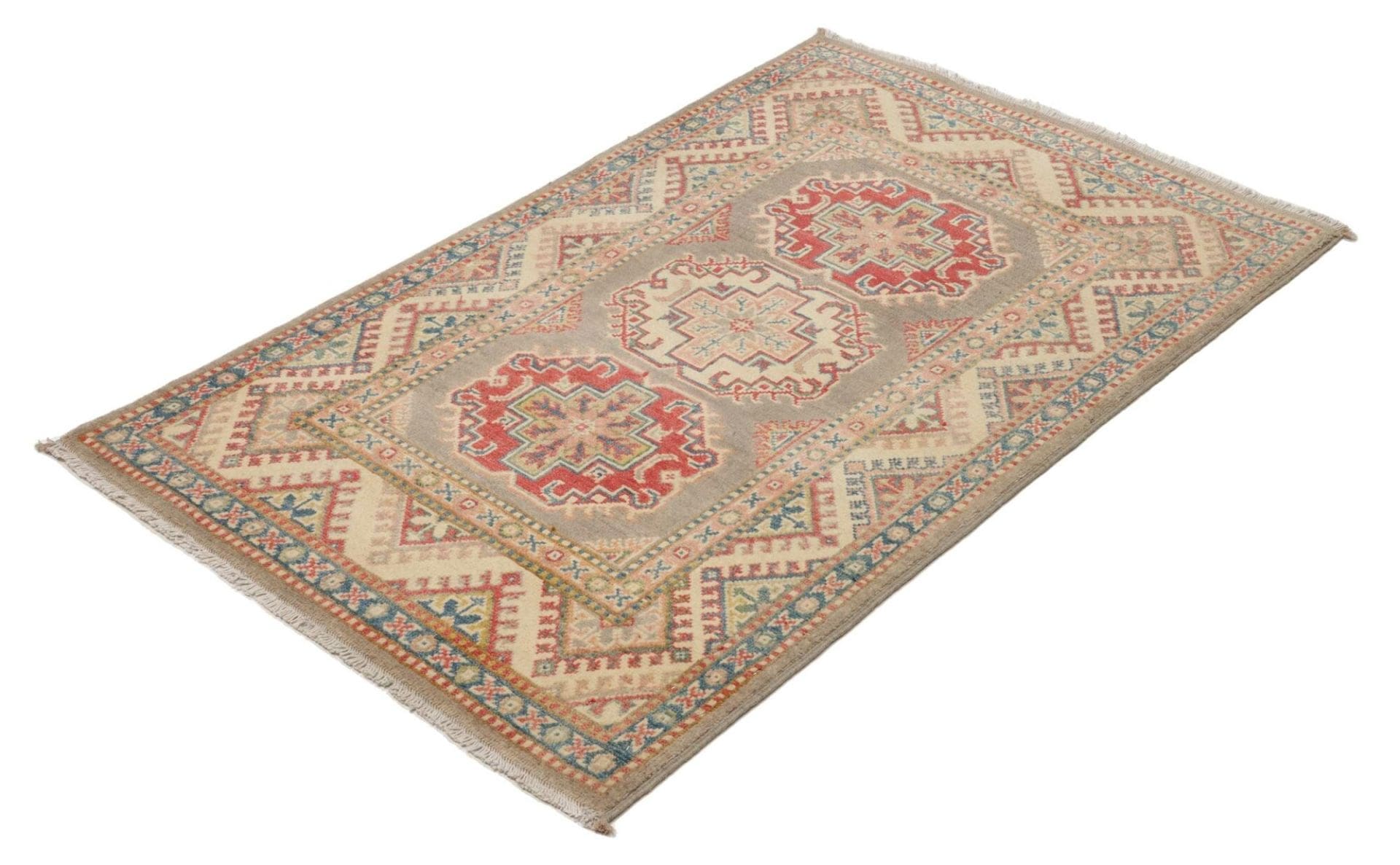Kazak Orientteppich 84 x 126 cm, geometrisches Muster, handgeknüpft