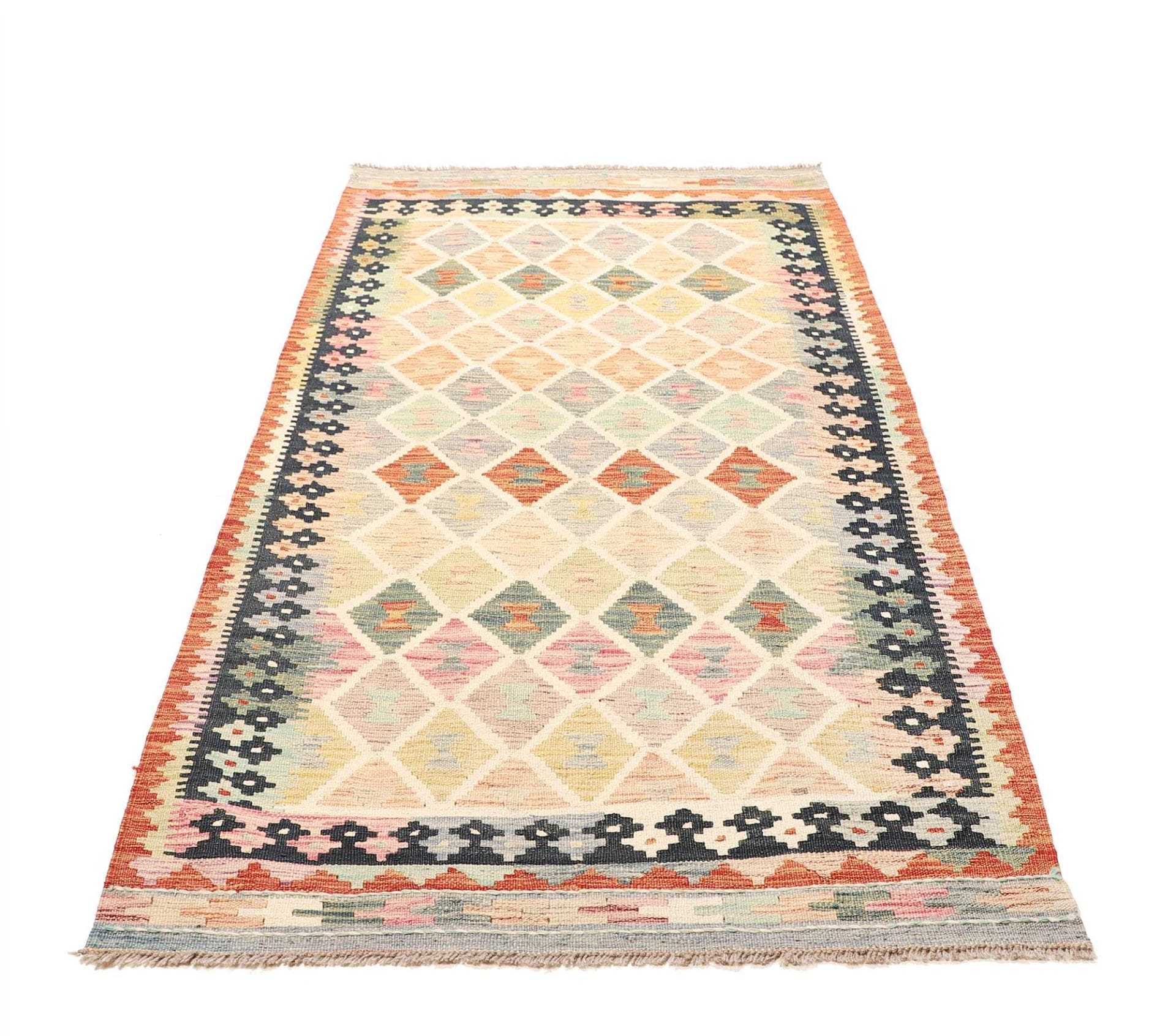 Kelim Teppich 109 x 203 cm, handgewebt, rustikales Flair