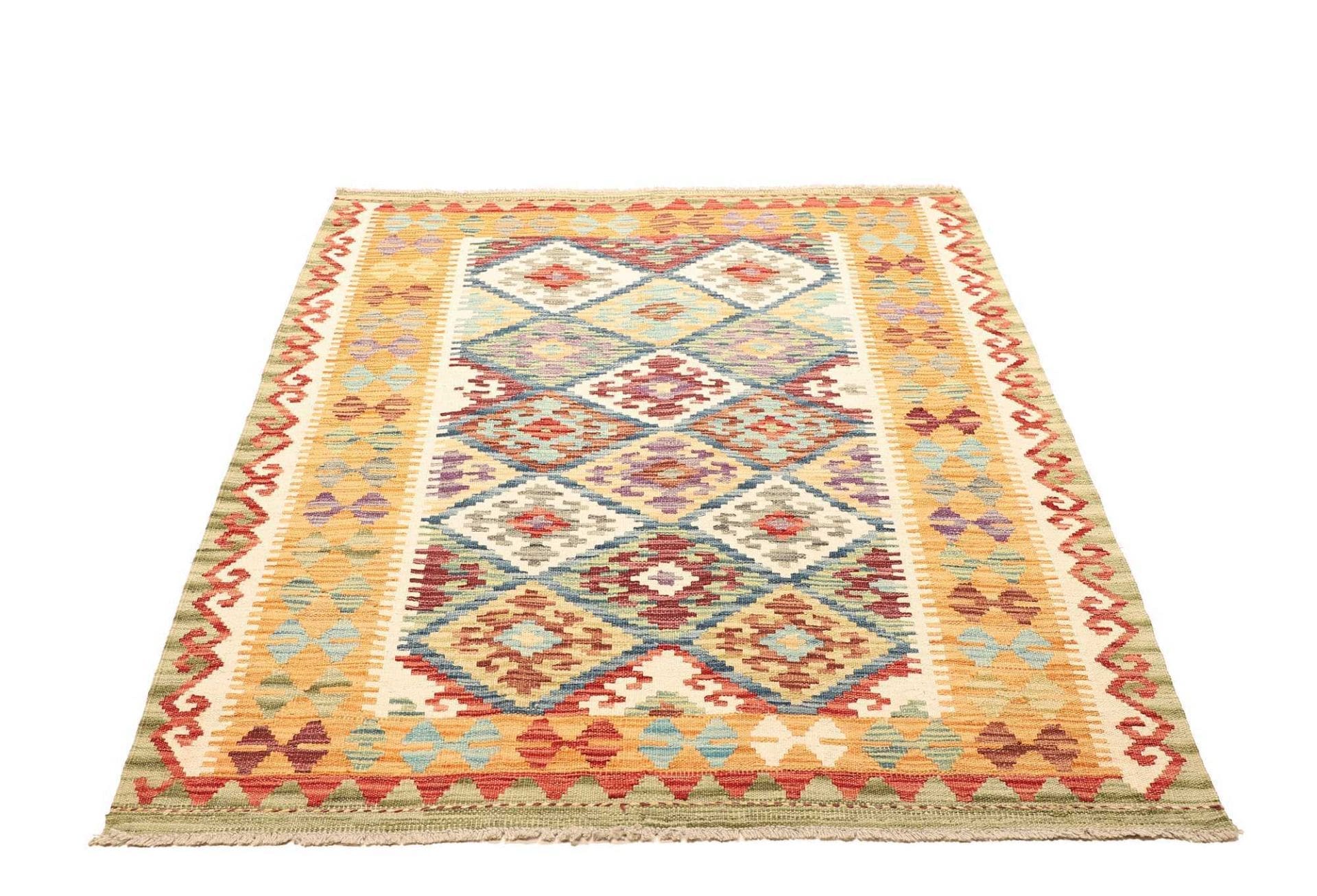 Kelim Teppich 131 x 169cm, Handgewebt, Schurwolle, Orientteppich