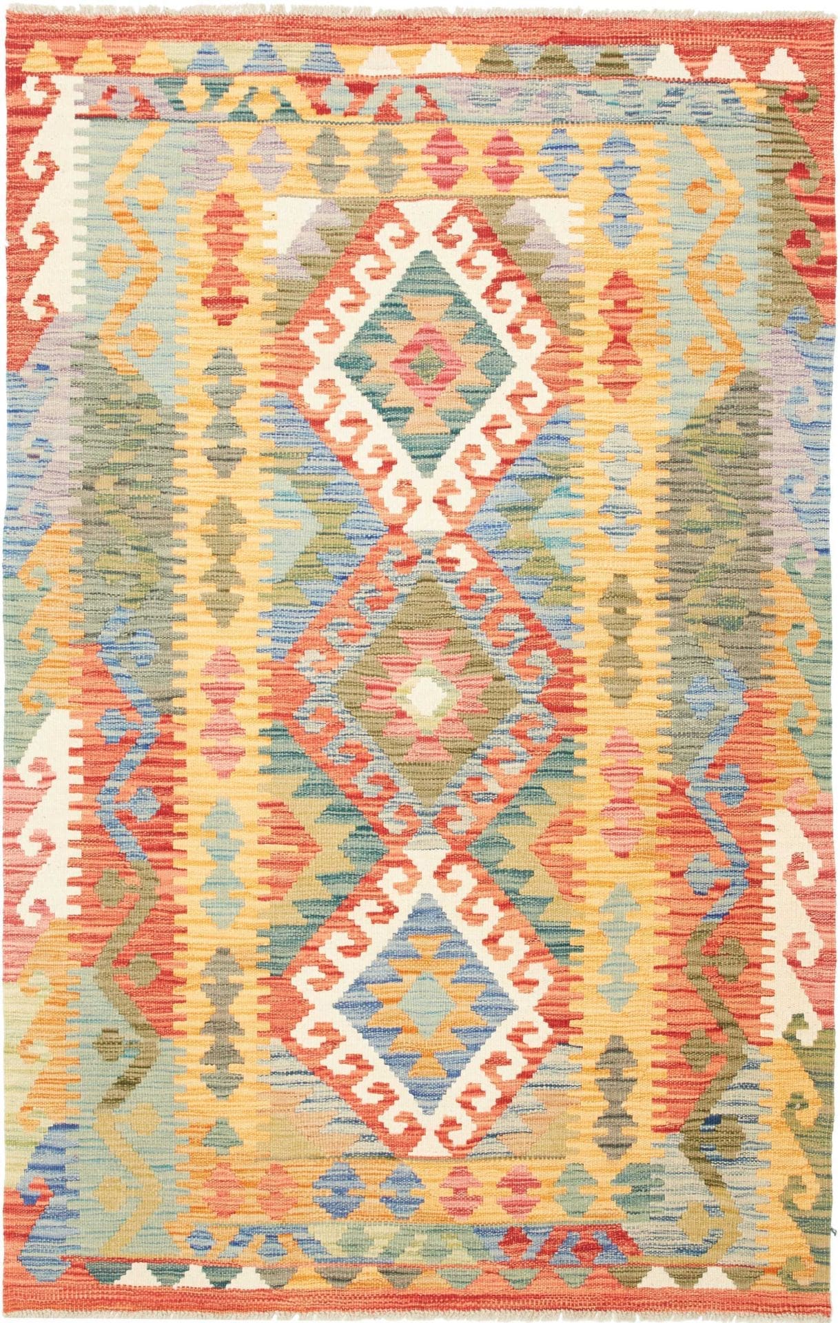 Orientteppich Kelim 120 x 186cm, rustikal, Wolle, handgewebt