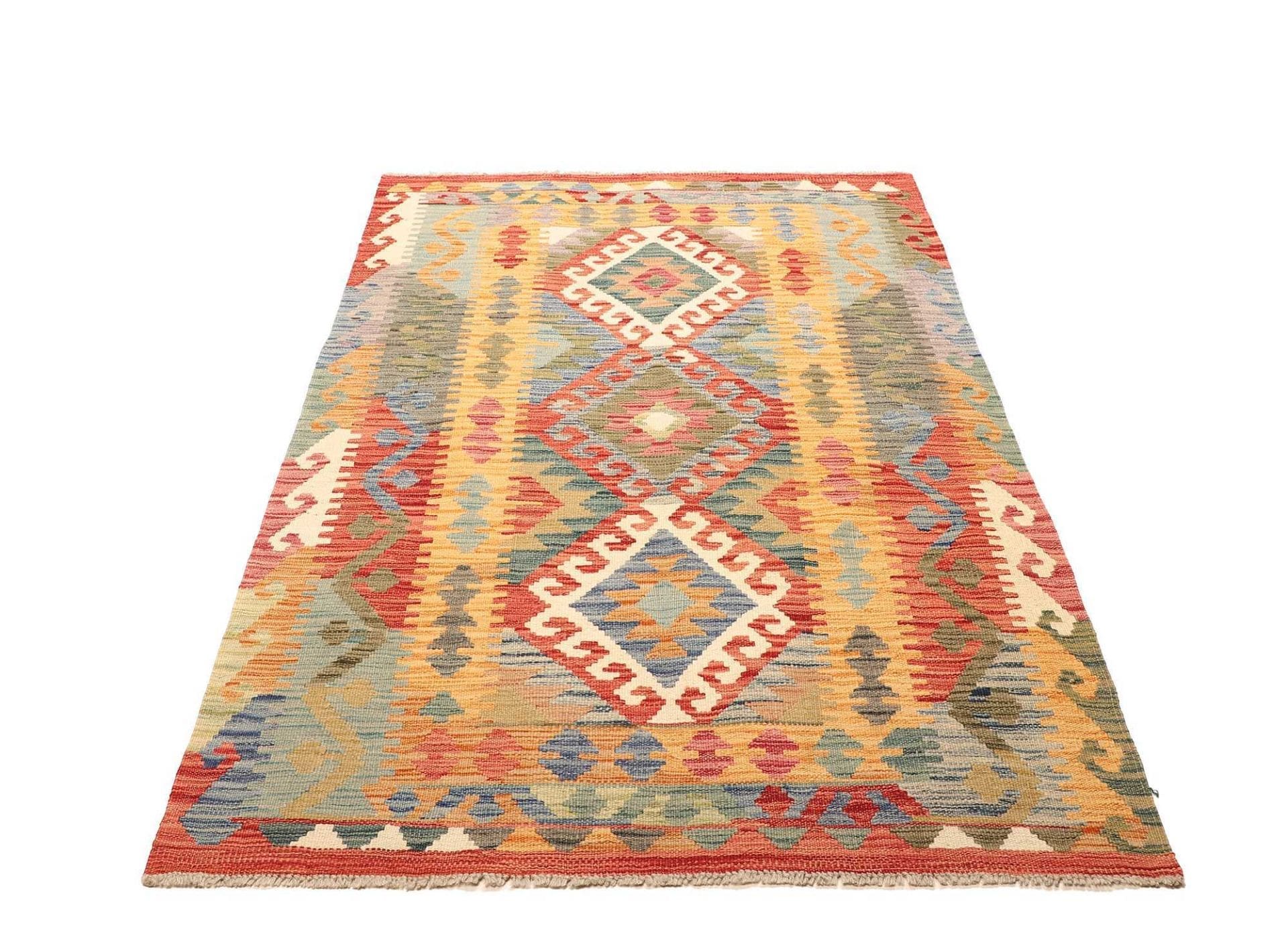 Orientteppich Kelim 120 x 186cm, rustikal, Wolle, handgewebt