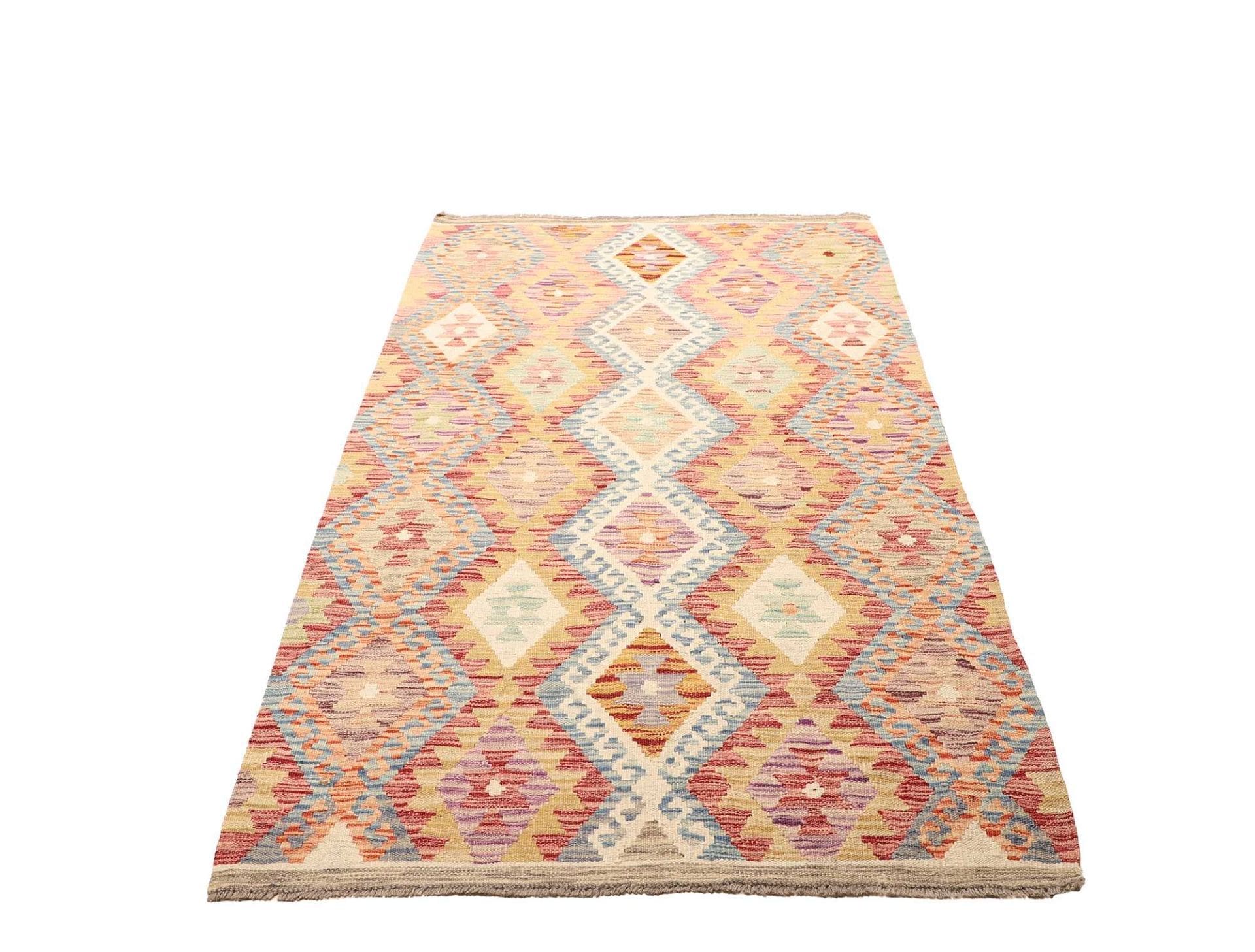 Kelim Teppich 109 x 196 cm - Handgewebt aus Schurwolle, Orientteppich