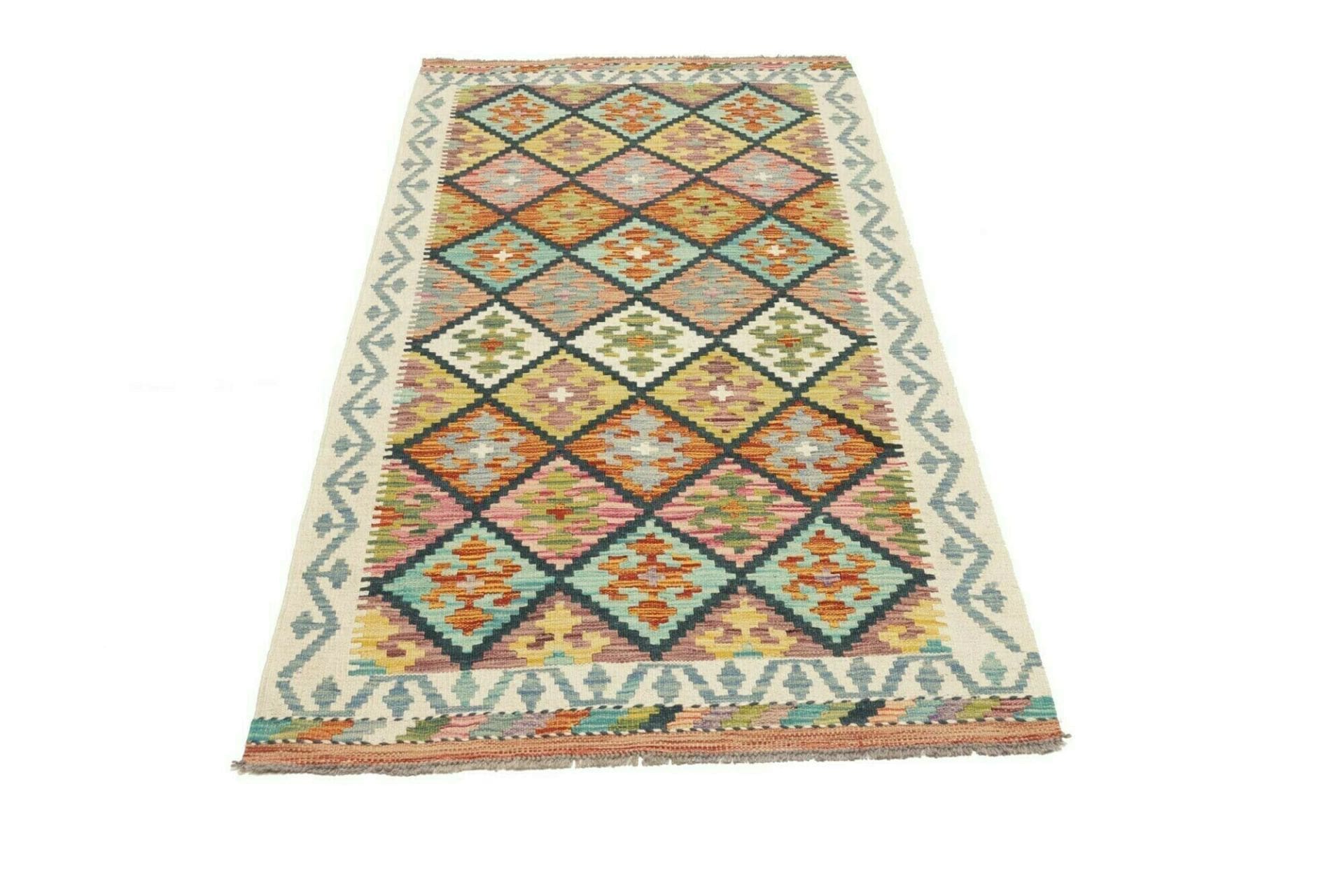 Kelim Teppich 102 x 200 cm aus Schurwolle – handgewebt, orientalisch