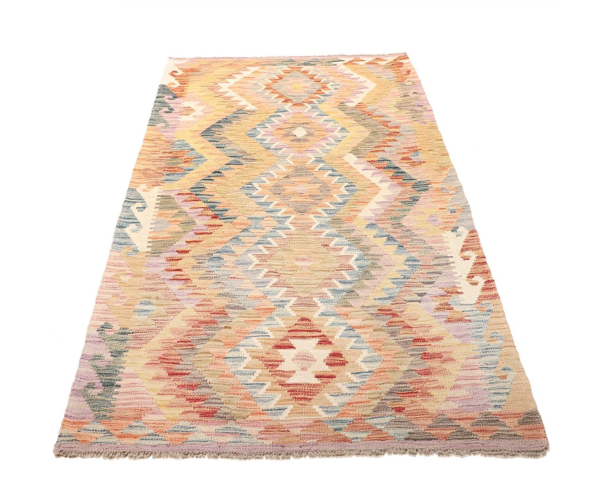 Kelim Teppich 108 x 199 cm aus Schurwolle, handgewebt, orientalisch