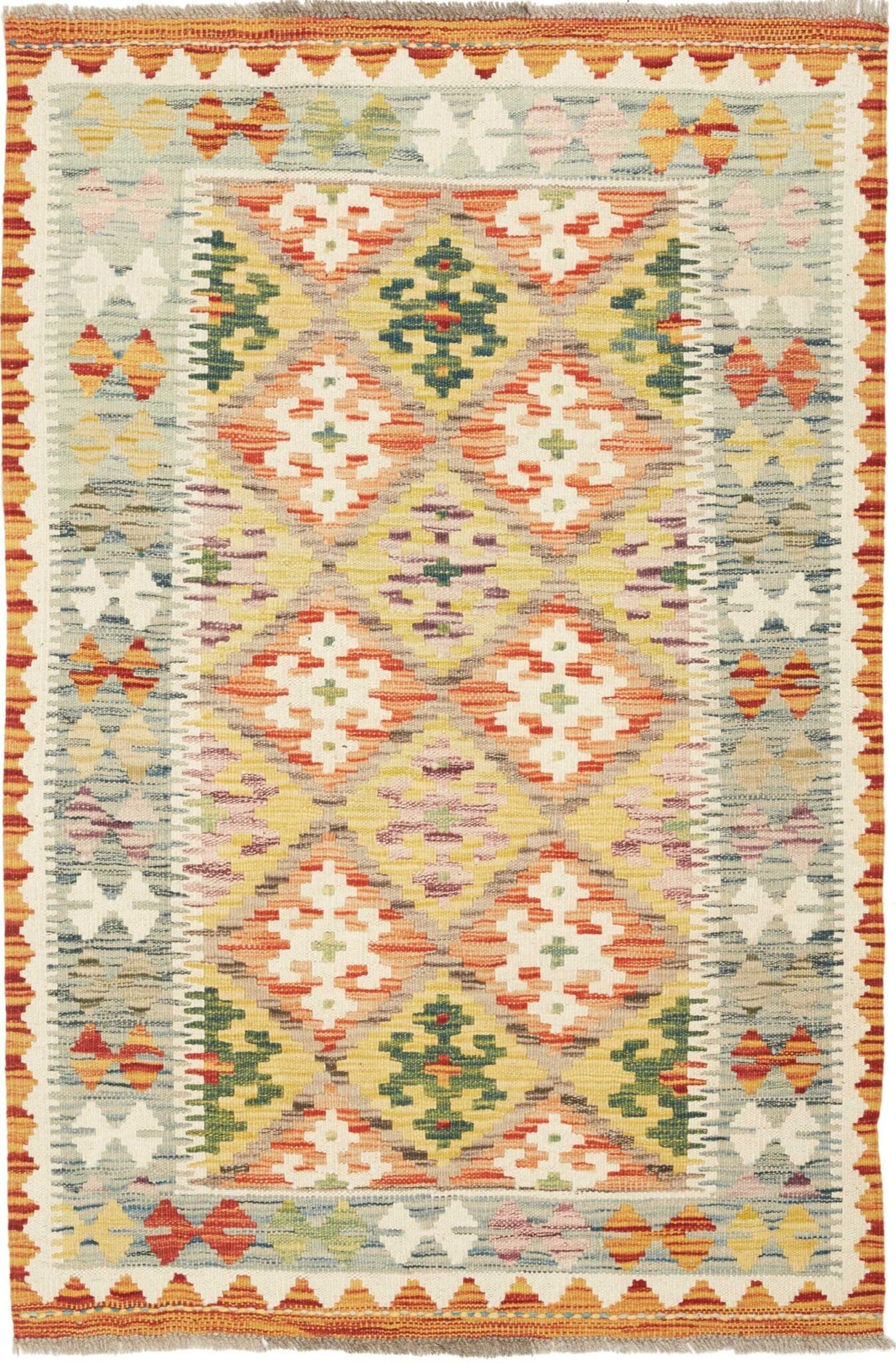 Kelim Teppich 85 x 124cm - Handgewebt, rustikales Flair, Wolle