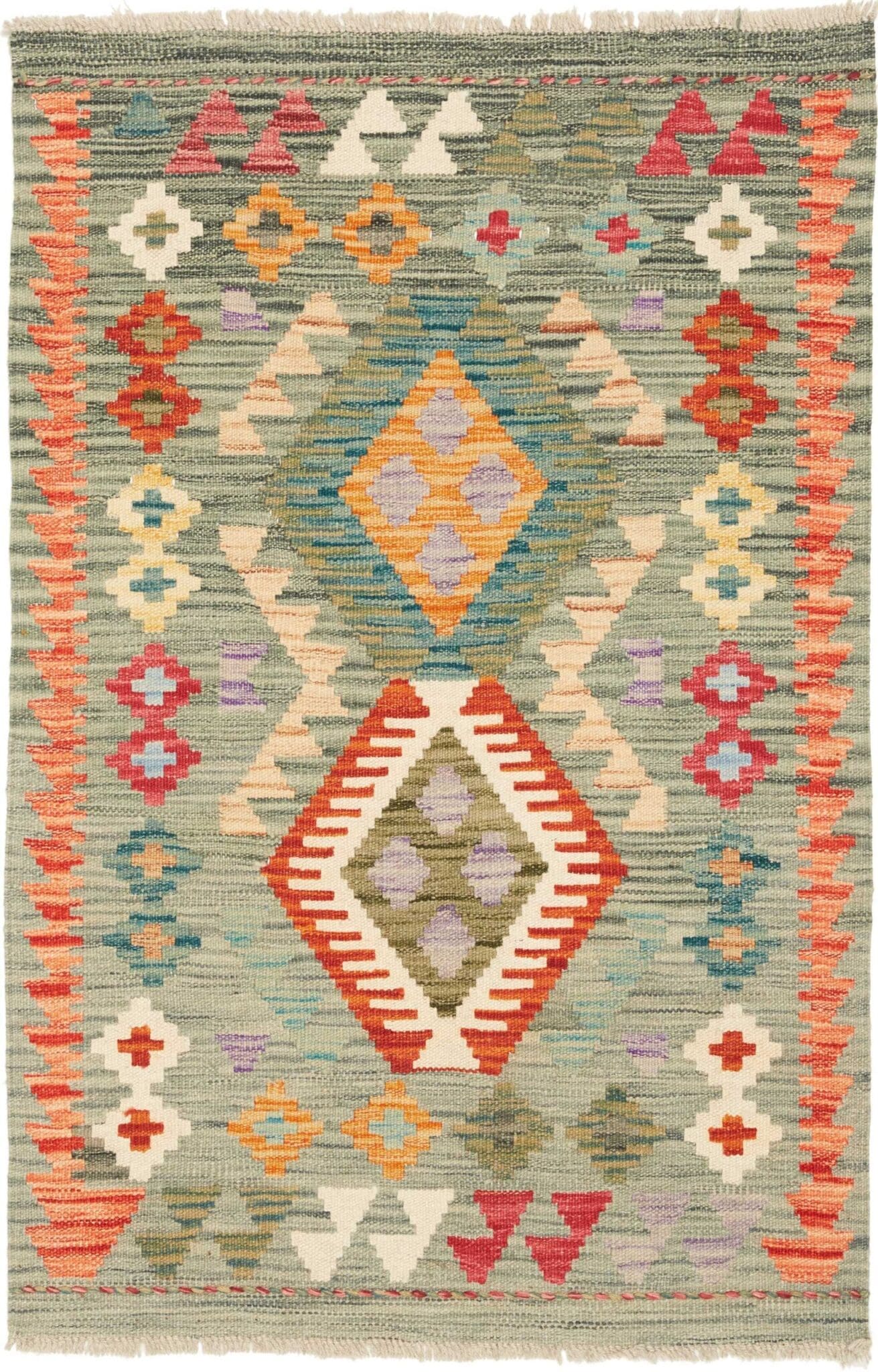 Kelim Teppich 85 x 123 cm aus Schurwolle, handgewebt, rustikal
