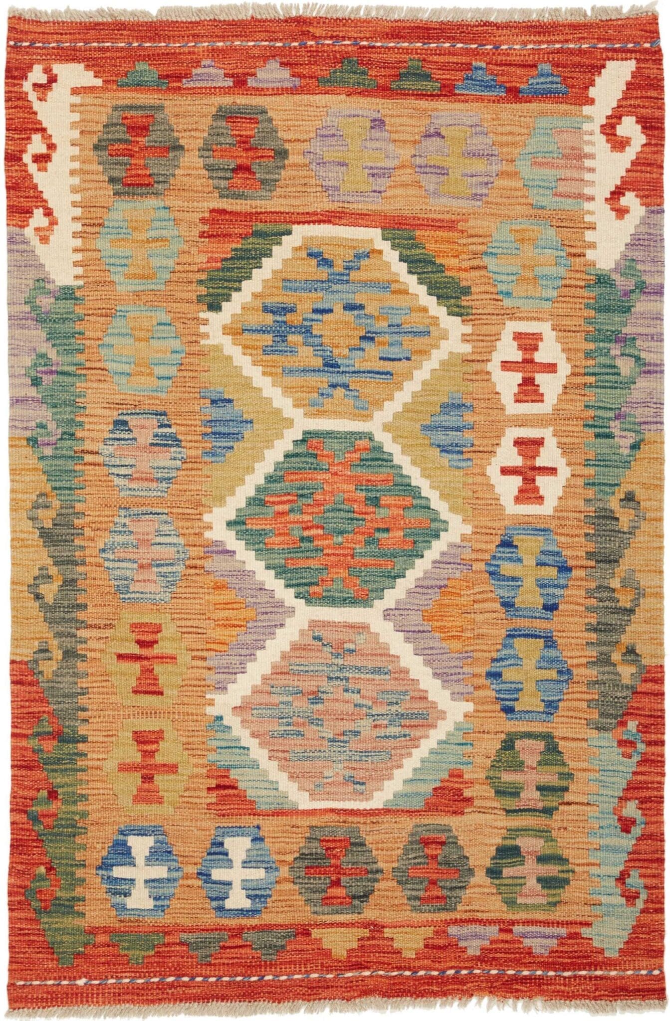 Handgewebter Kelim Teppich 87 x 126cm aus Schurwolle – Orientteppich