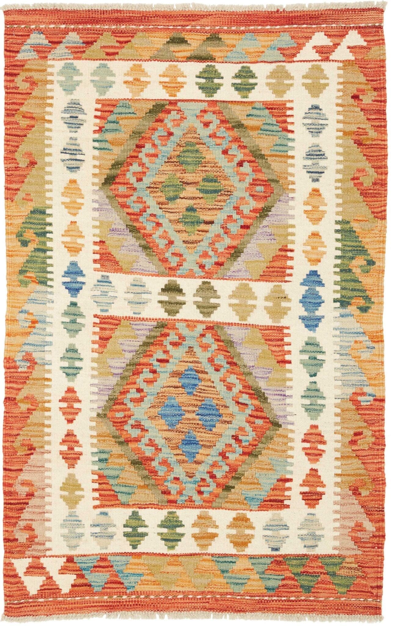 Handgewebter Kelim 83 x 128cm aus Schurwolle, rustikales Flair