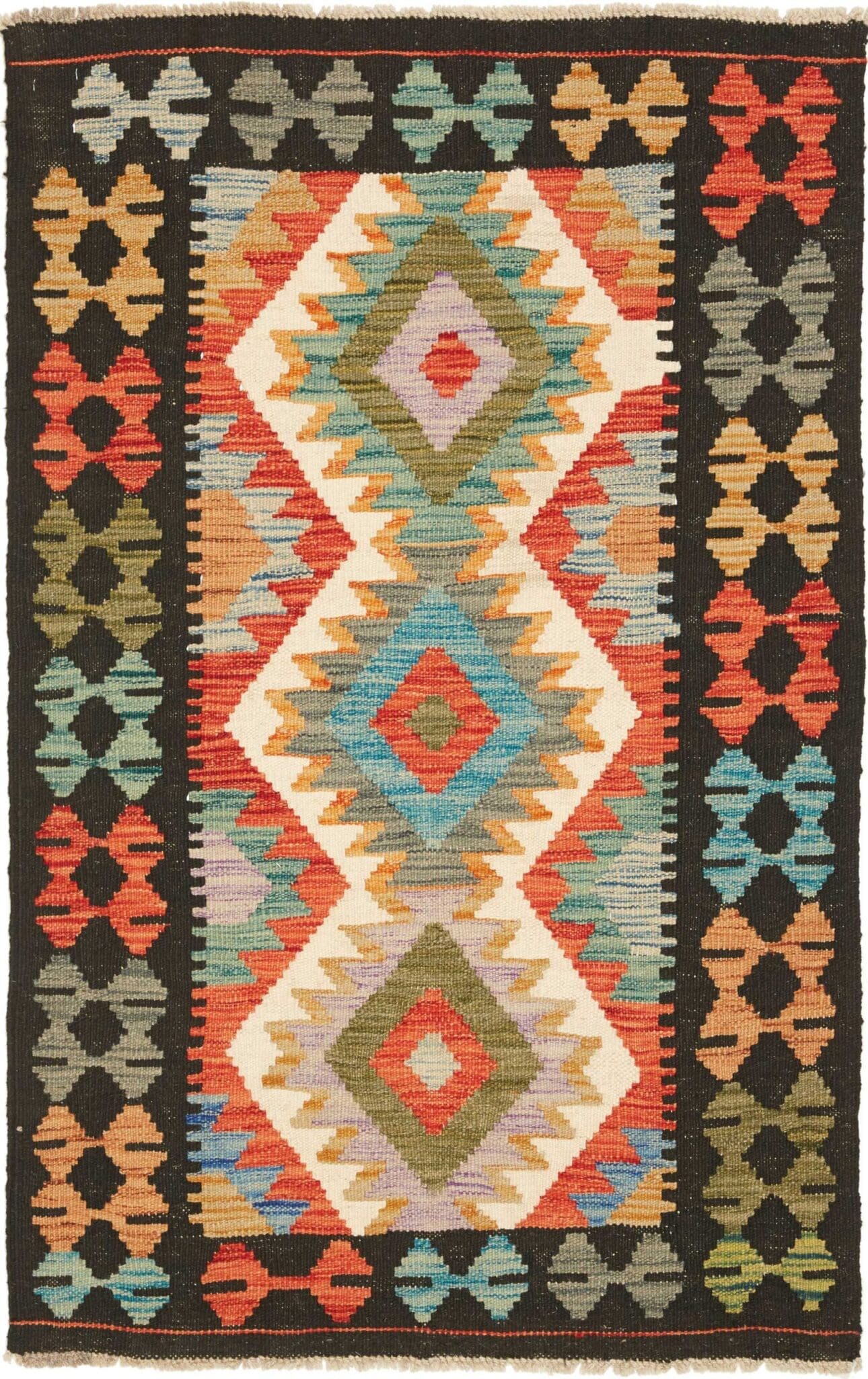 Kelim Teppich 85 x 129 cm – rustikales Design, handgewebt
