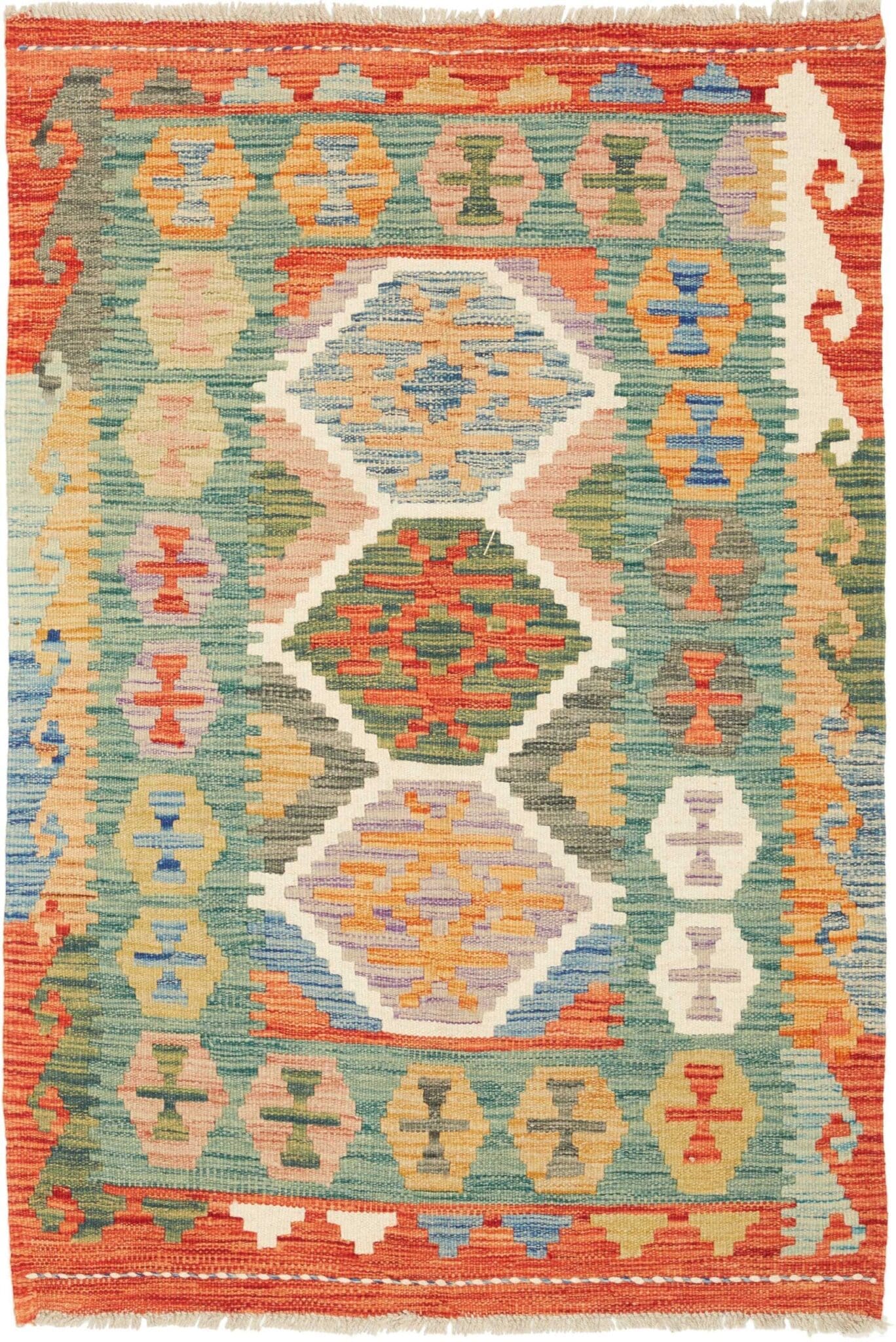 Kelim Teppich 84 x 120 cm aus Schurwolle, handgewebt, rustikal