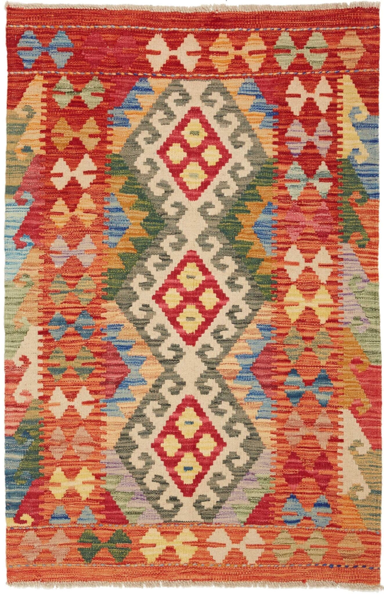 Kelim Teppich 85x127cm – Handgewebt, rustikales Flair, Wolle
