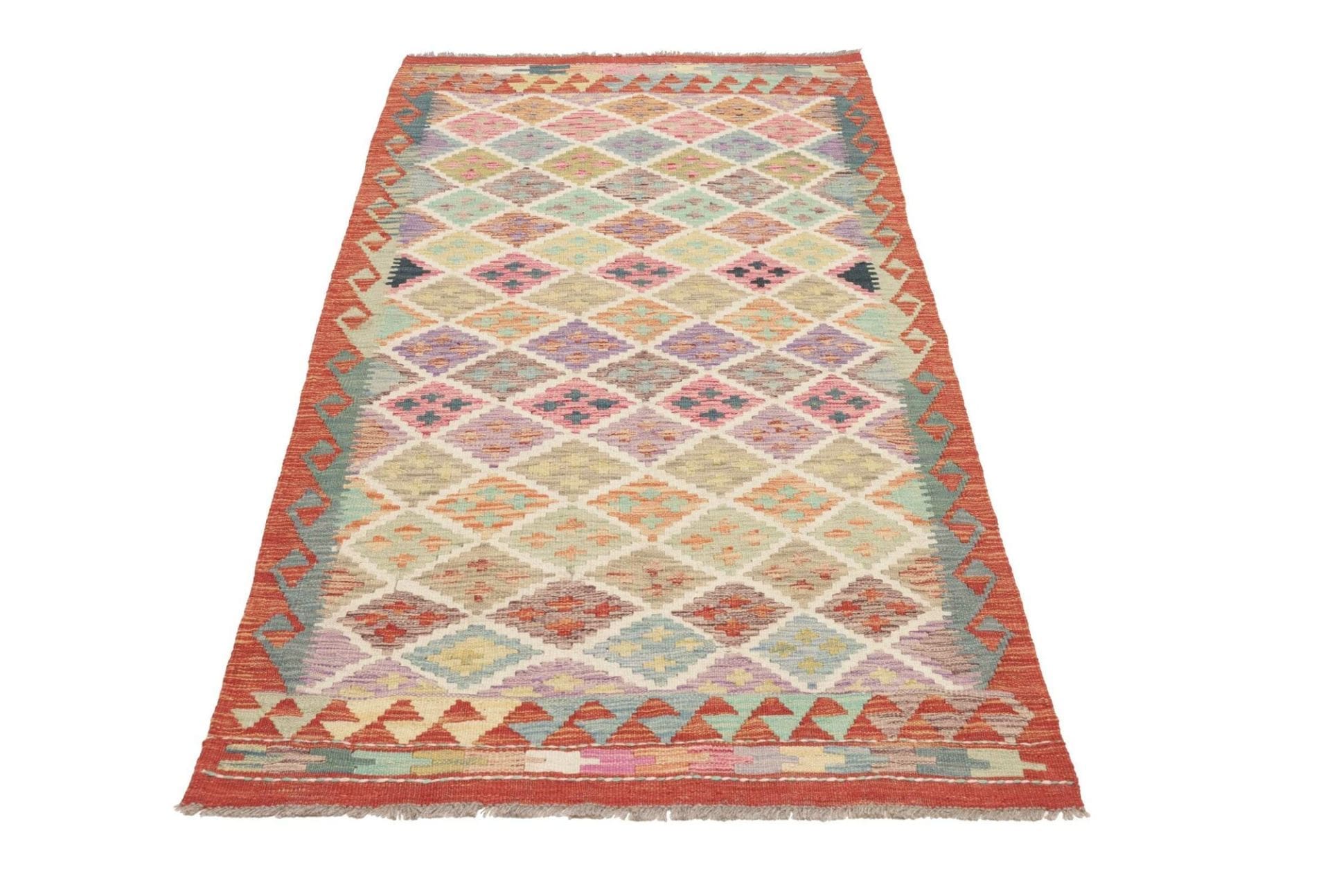 Kelim Teppich 104 x 190cm – Handgewebt, rustikales Flair, Wolle
