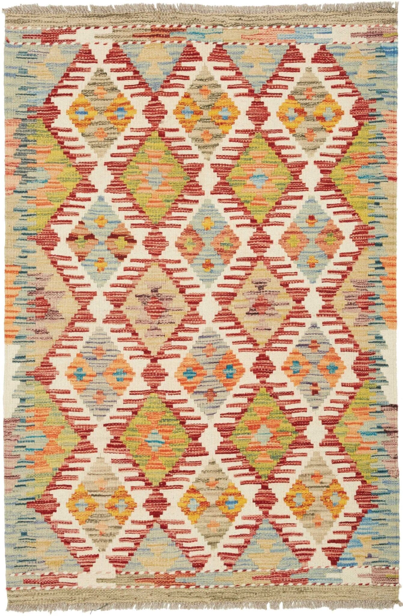 Kelim Teppich 84 x 121 cm aus Schurwolle, handgewebt, rustikal