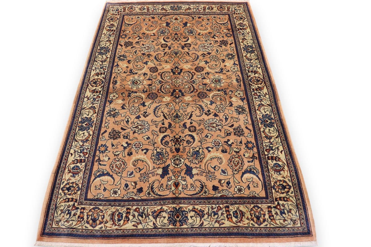Perserteppich Sarough 203x127 cm mit bunten Blumenmotiven, handgeknüpft